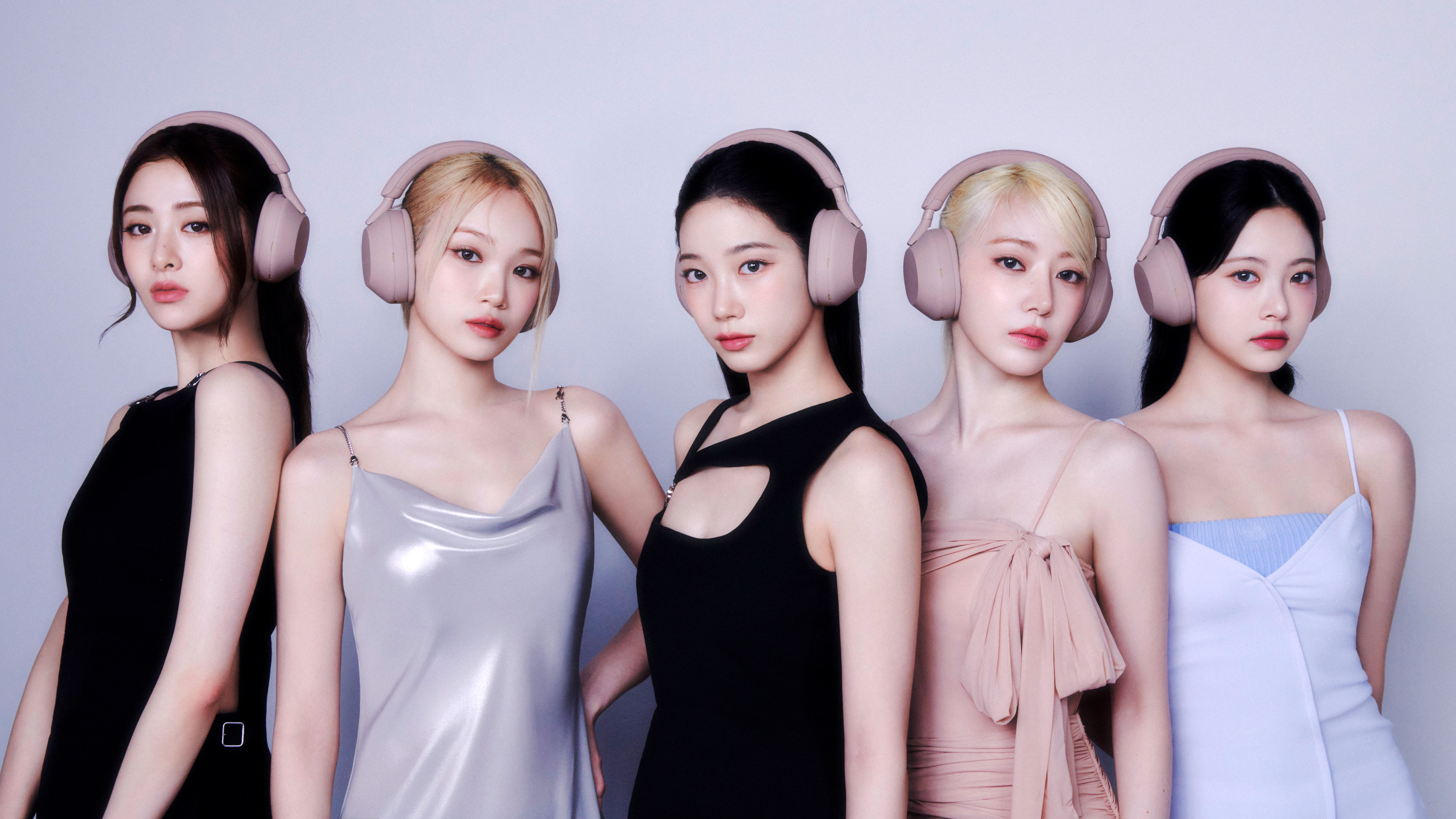 Le Sserafim, Pastell, Sakura Miyawaki, Kim Chaewon, Huh Yunjin, Hong Eunchae, Kazuha, 5K, Kopfhörer