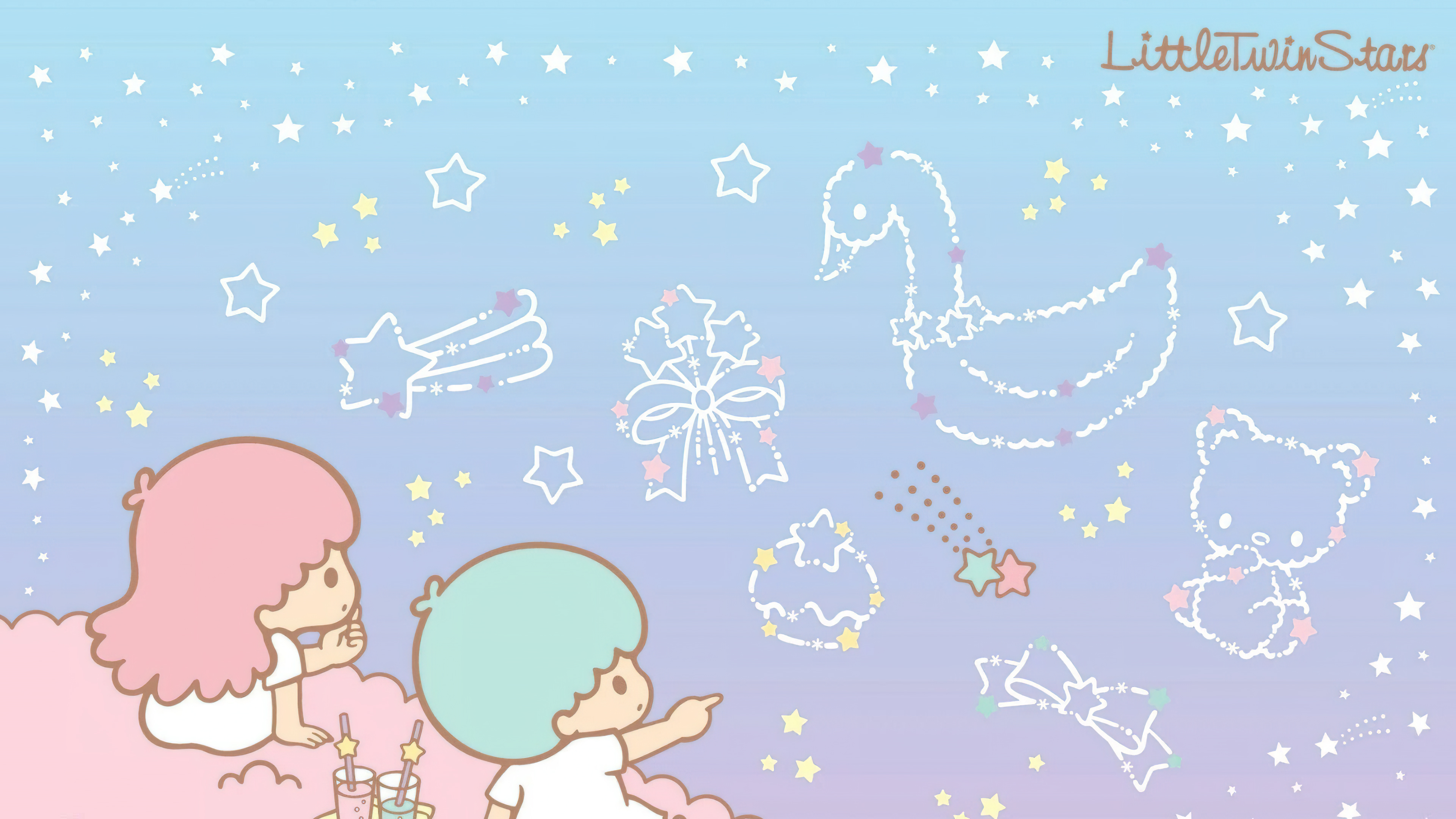 Little Twin Stars, Nachthimmel, Kiki and Lala, Pastell, Ästhetisch, Cartoon, Sanrio