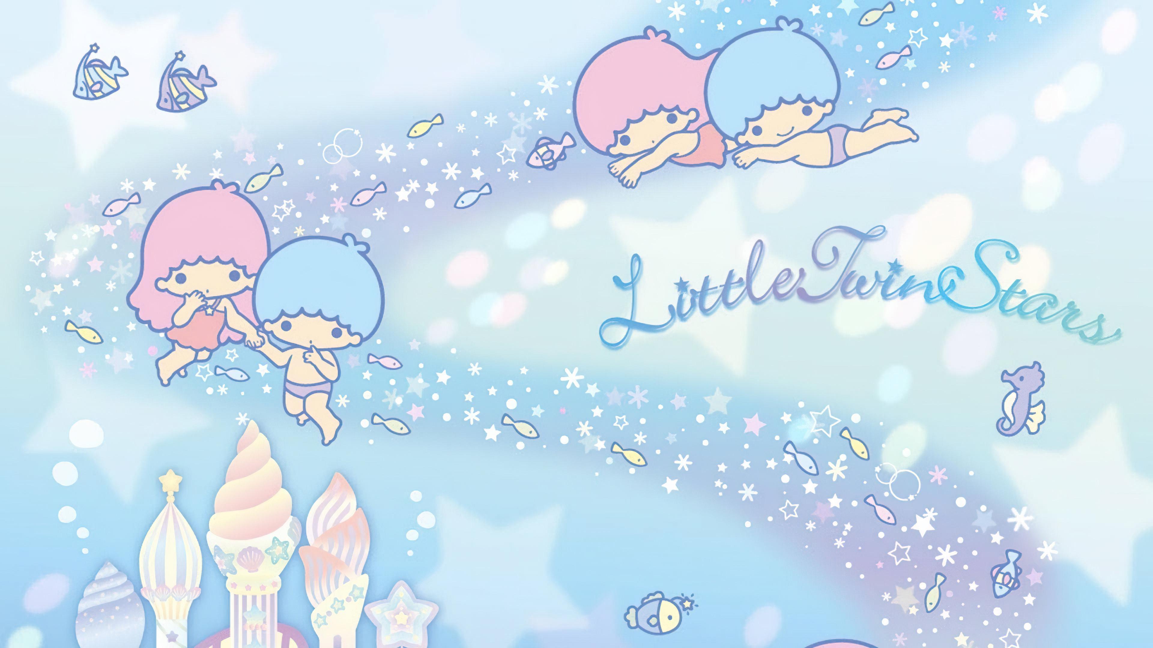 Little Twin Stars, Unterwasser, Pastell, Ästhetisch, Kiki and Lala, Cartoon, Sanrio