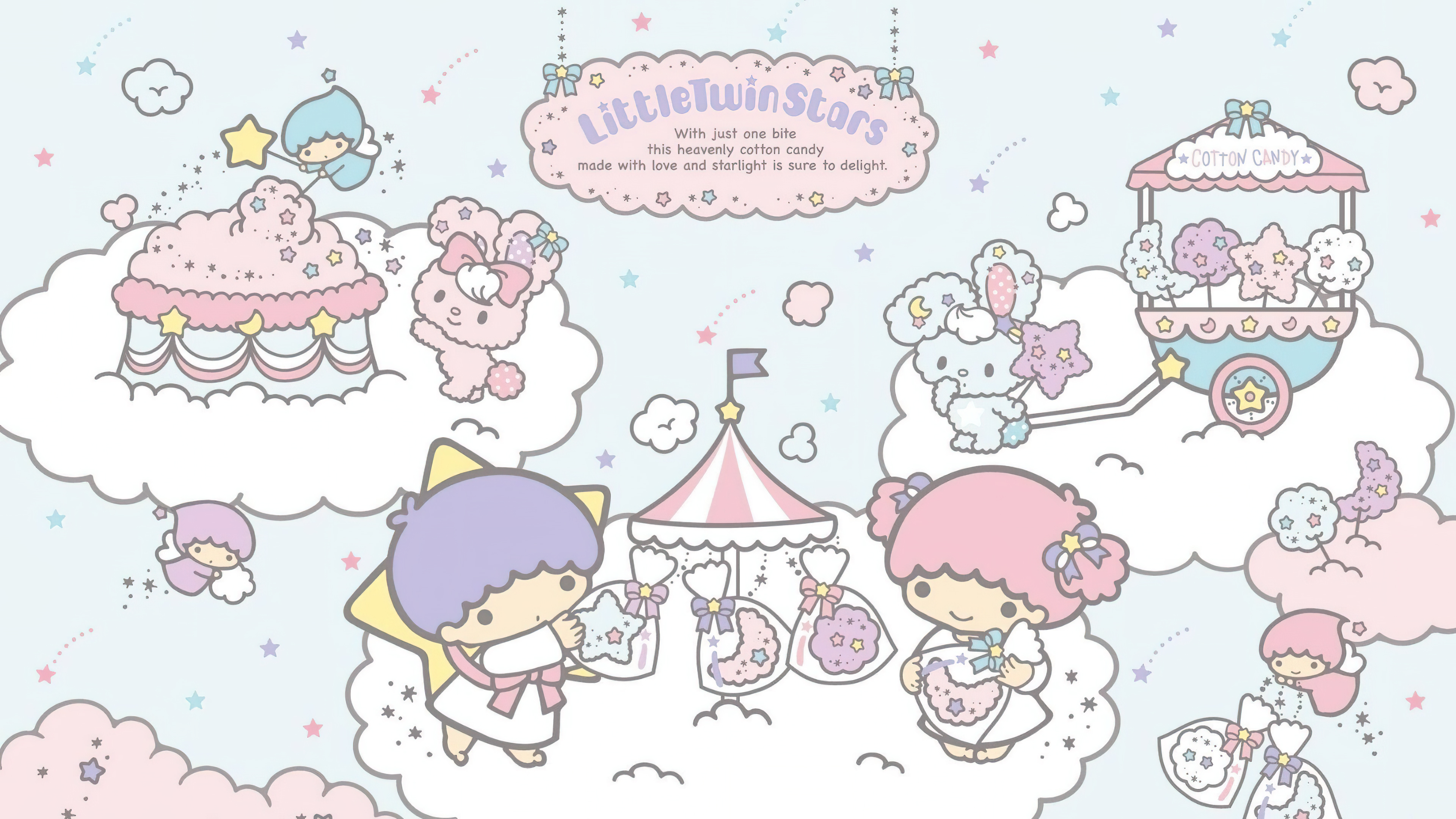 Little Twin Stars, Zuckerwatte, Pastell, Ästhetik, Kiki und Lala, Zeichentrick, Sanrio