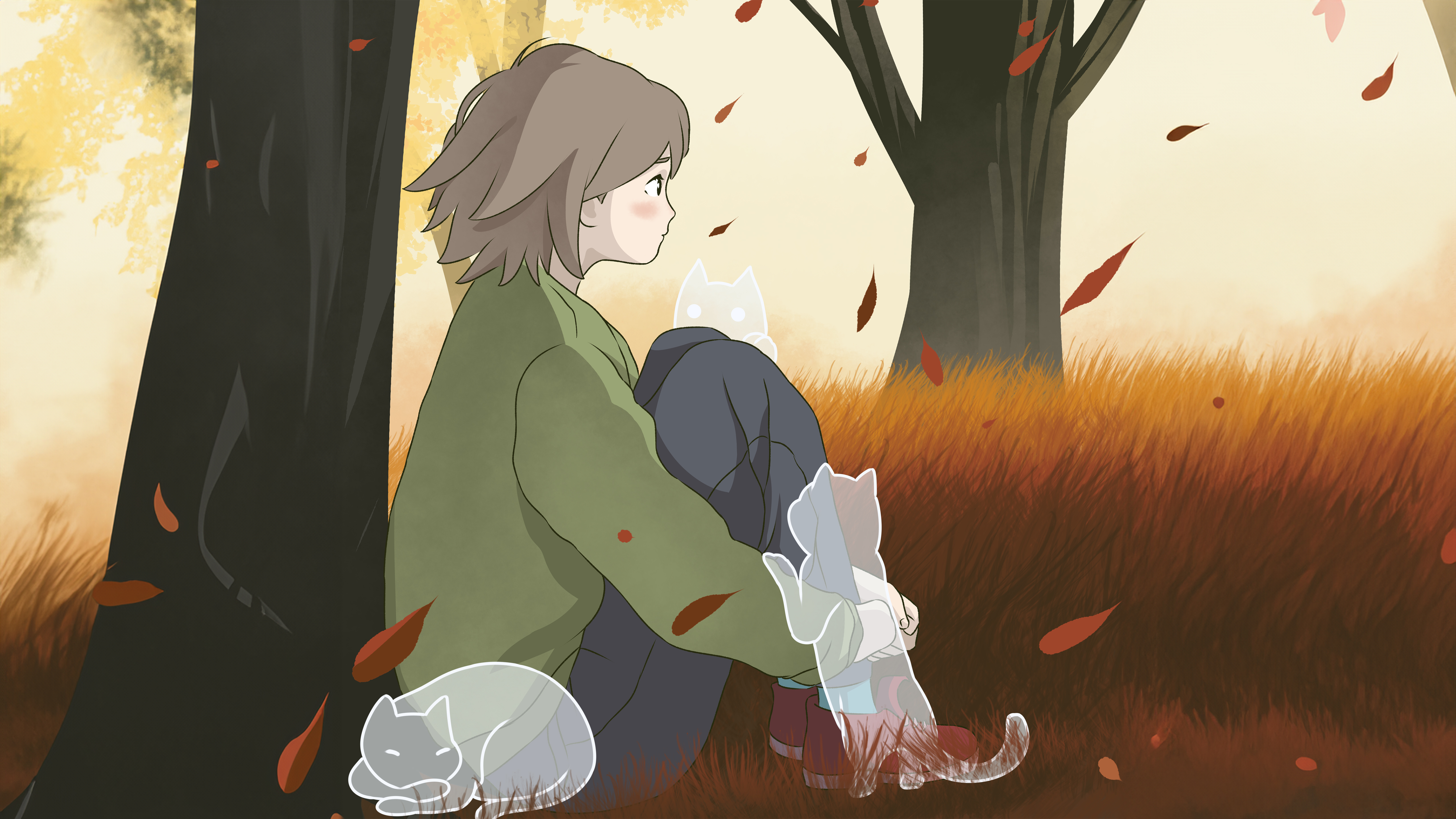 Lofi Girl, Herbst-Hintergrund, 5K