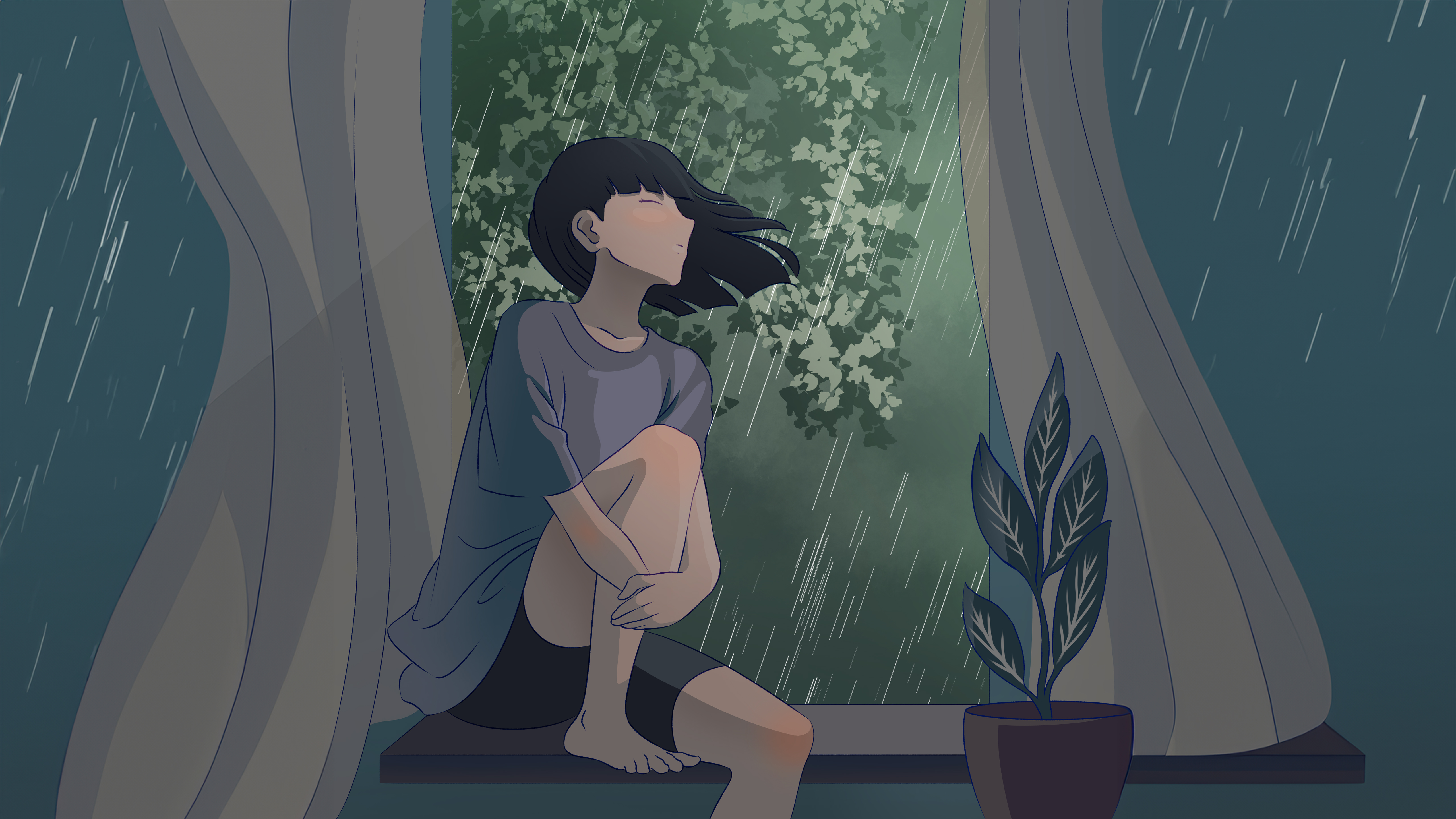 Lofi Girl, Regen, 5K