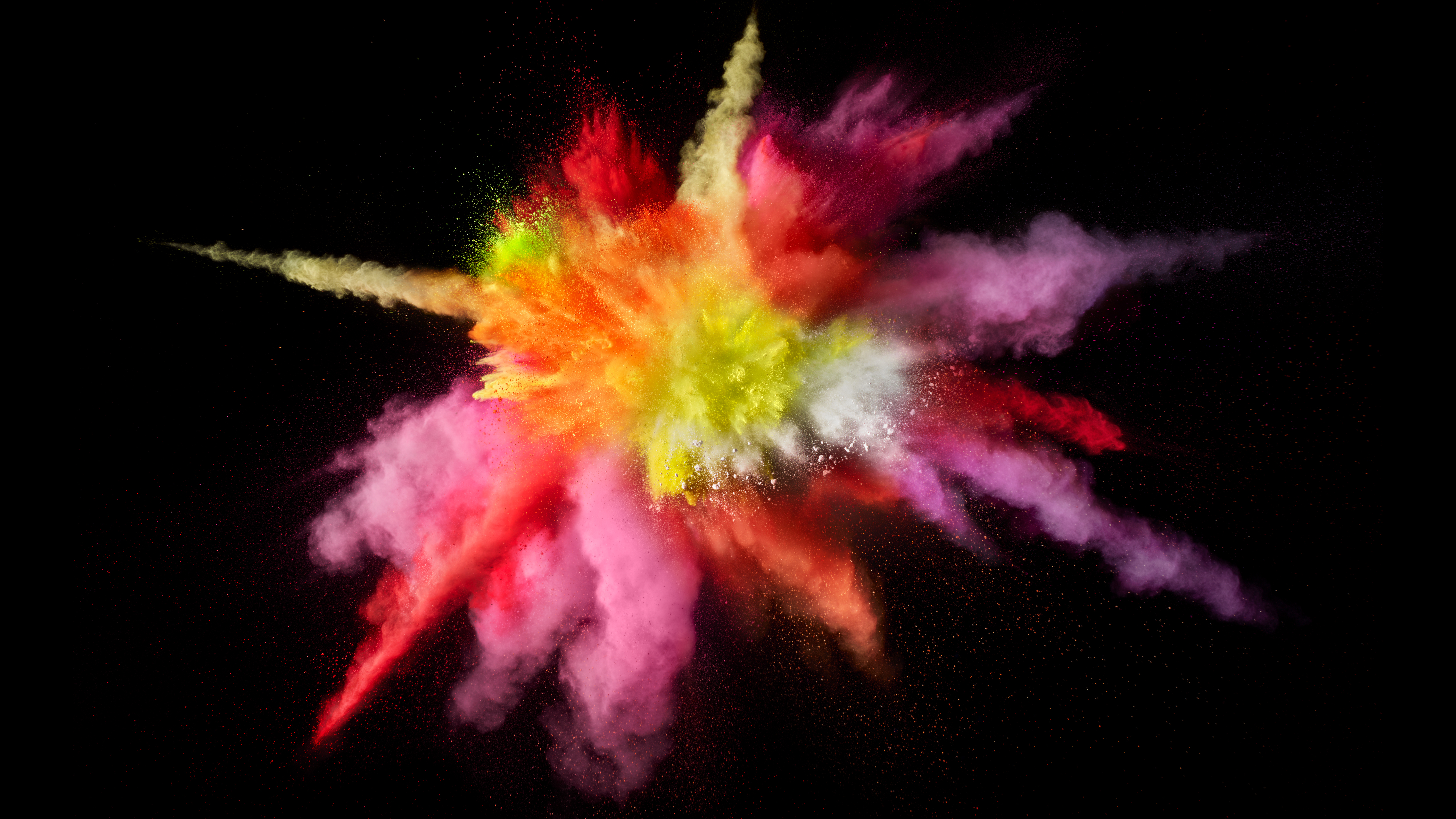macOS Sierra, Color Burst, Spritzer, Farbenfroh, Schwarzer Hintergrund, Stock, 5K