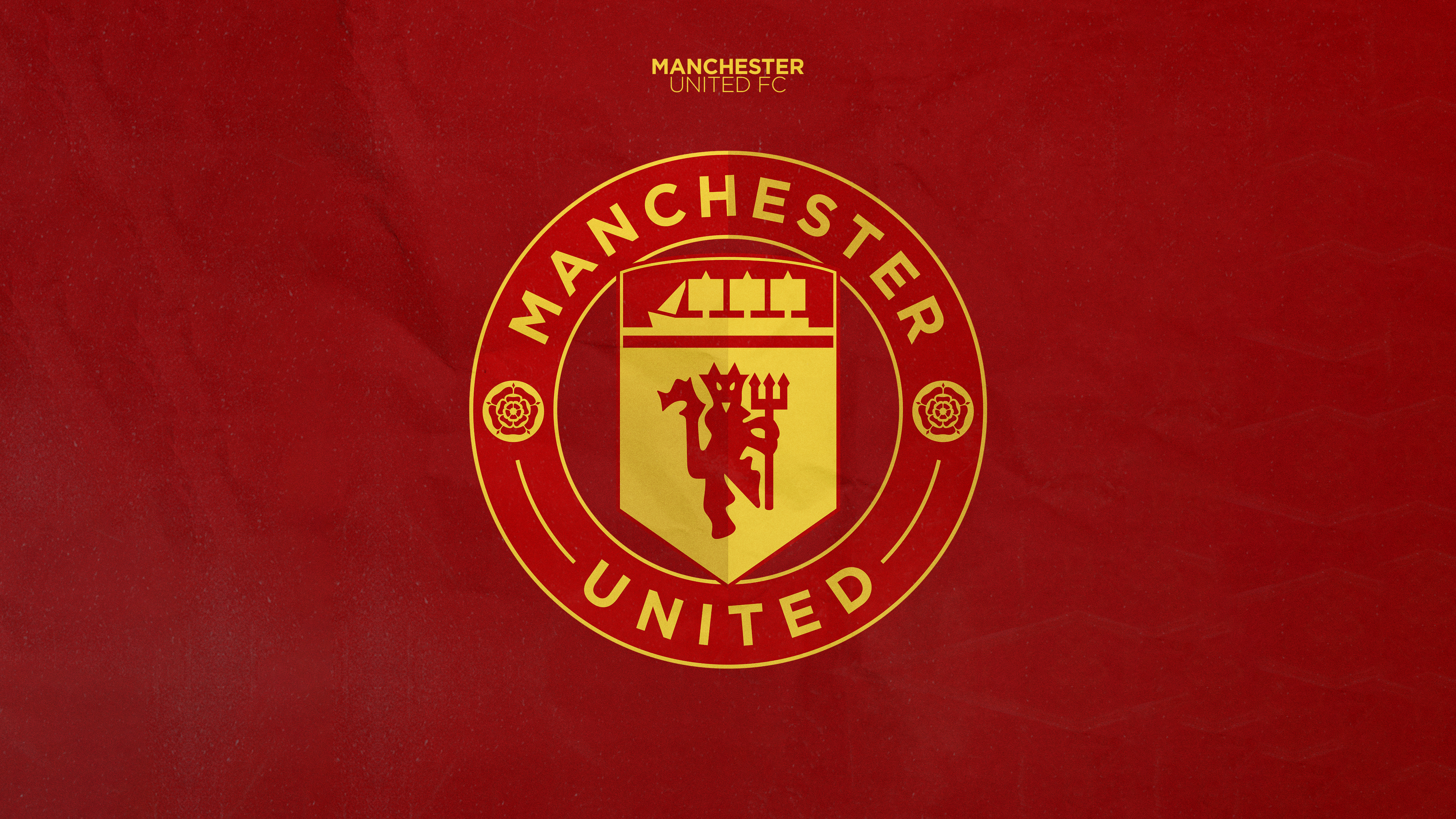 Manchester United, Fußballverein, Roter Hintergrund, Logo, 5K