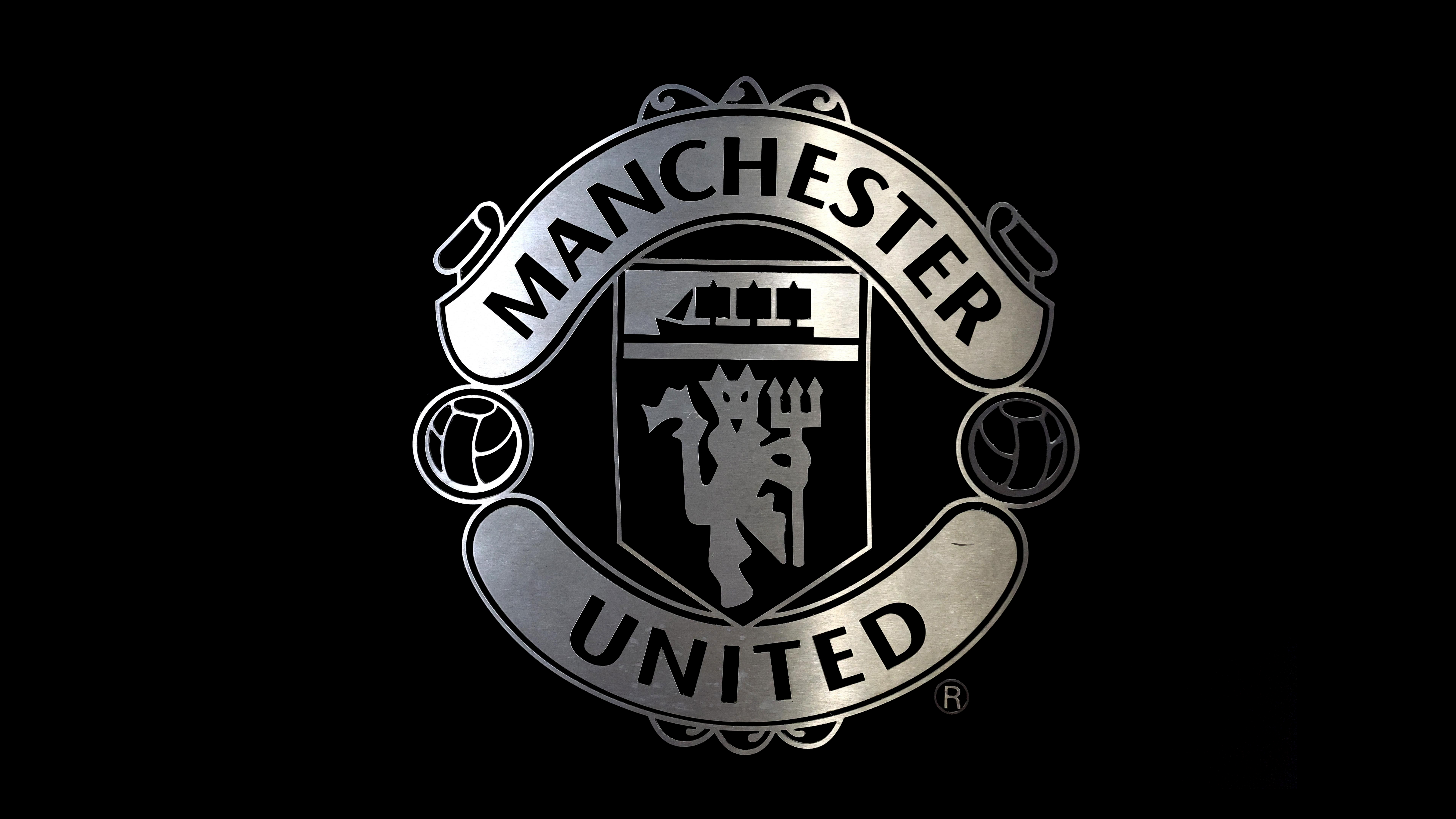 Manchester United, Schwarz-Weiß, Monochrom, Logo, AMOLED, 5K, 8K
