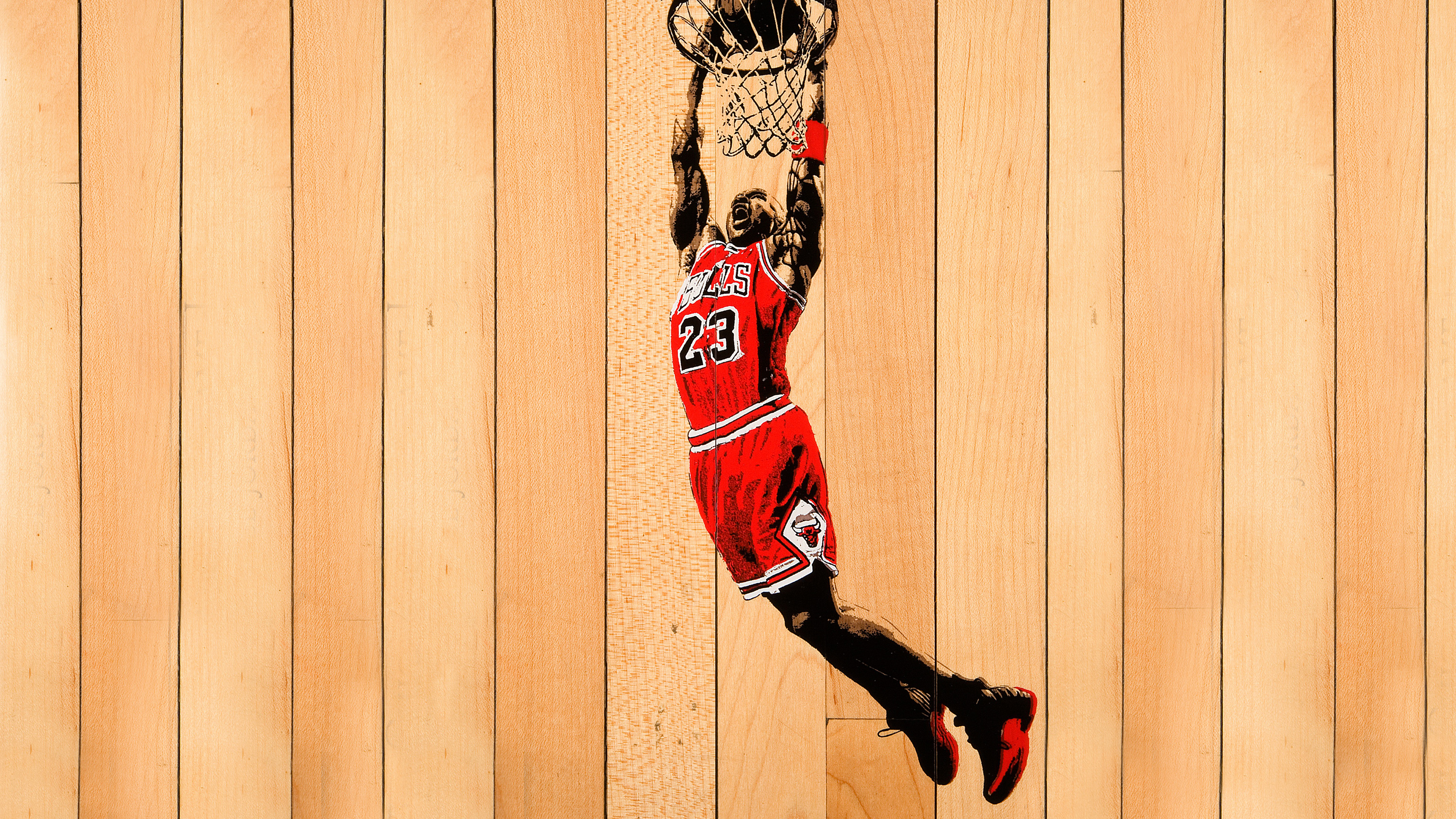 Michael Jordan, Holzhintergrund, Basketballkorb, Chicago Bulls