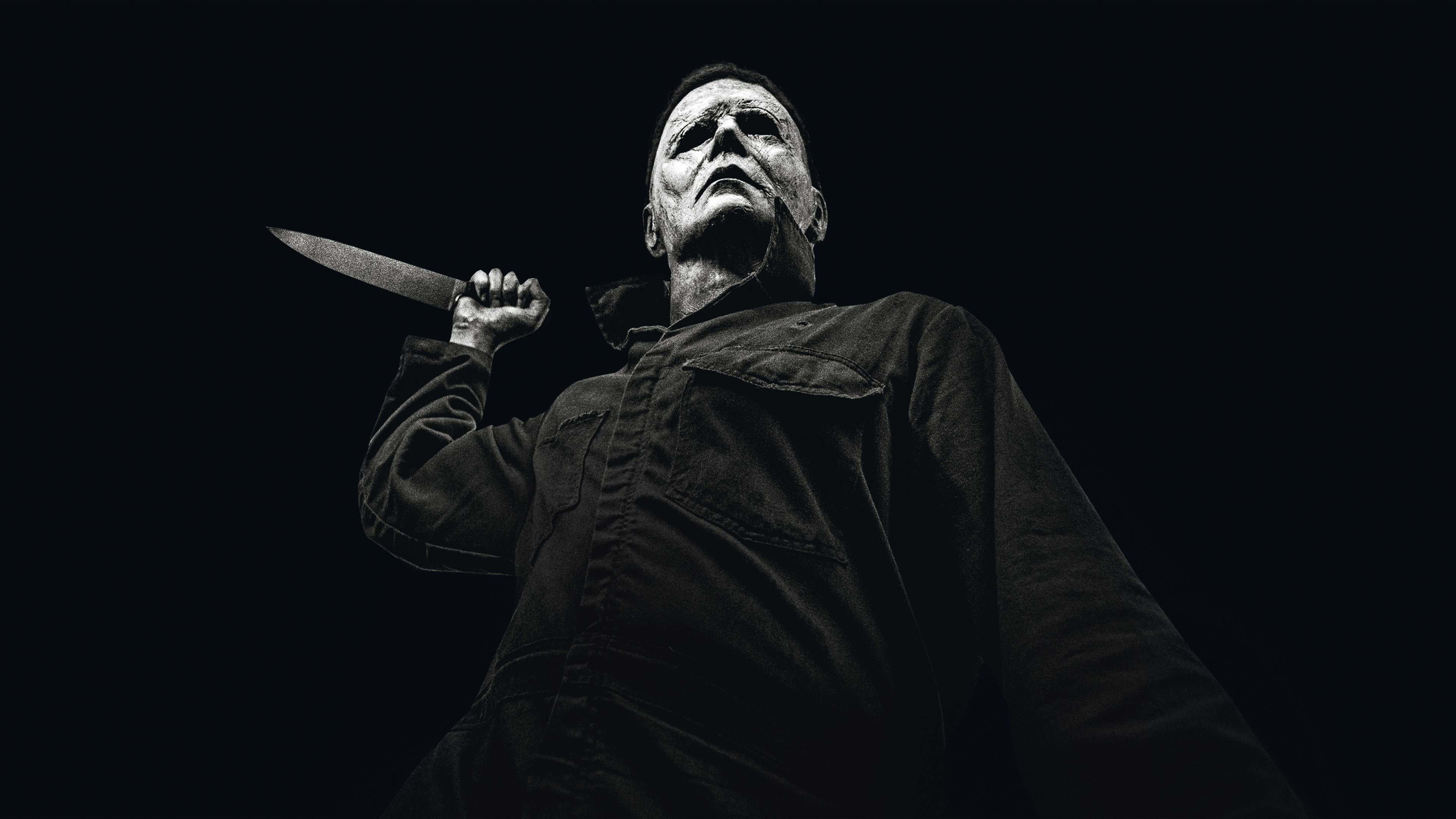 Michael Myers, Gruselige Maske, Schwarzer Hintergrund, Halloween-Nacht