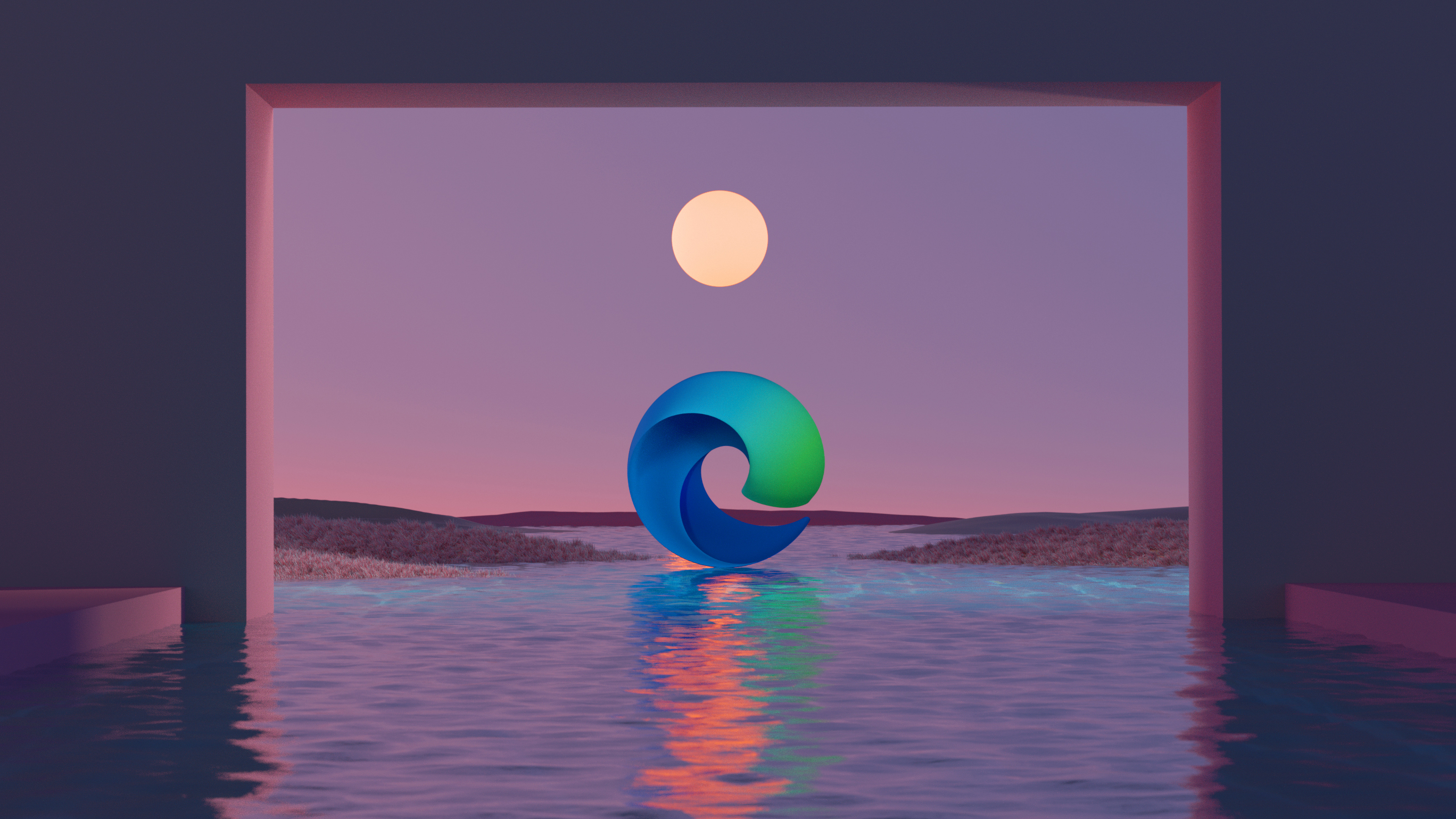 Microsoft Edge, Ästhetisch, Landschaft, Mond, Surreal