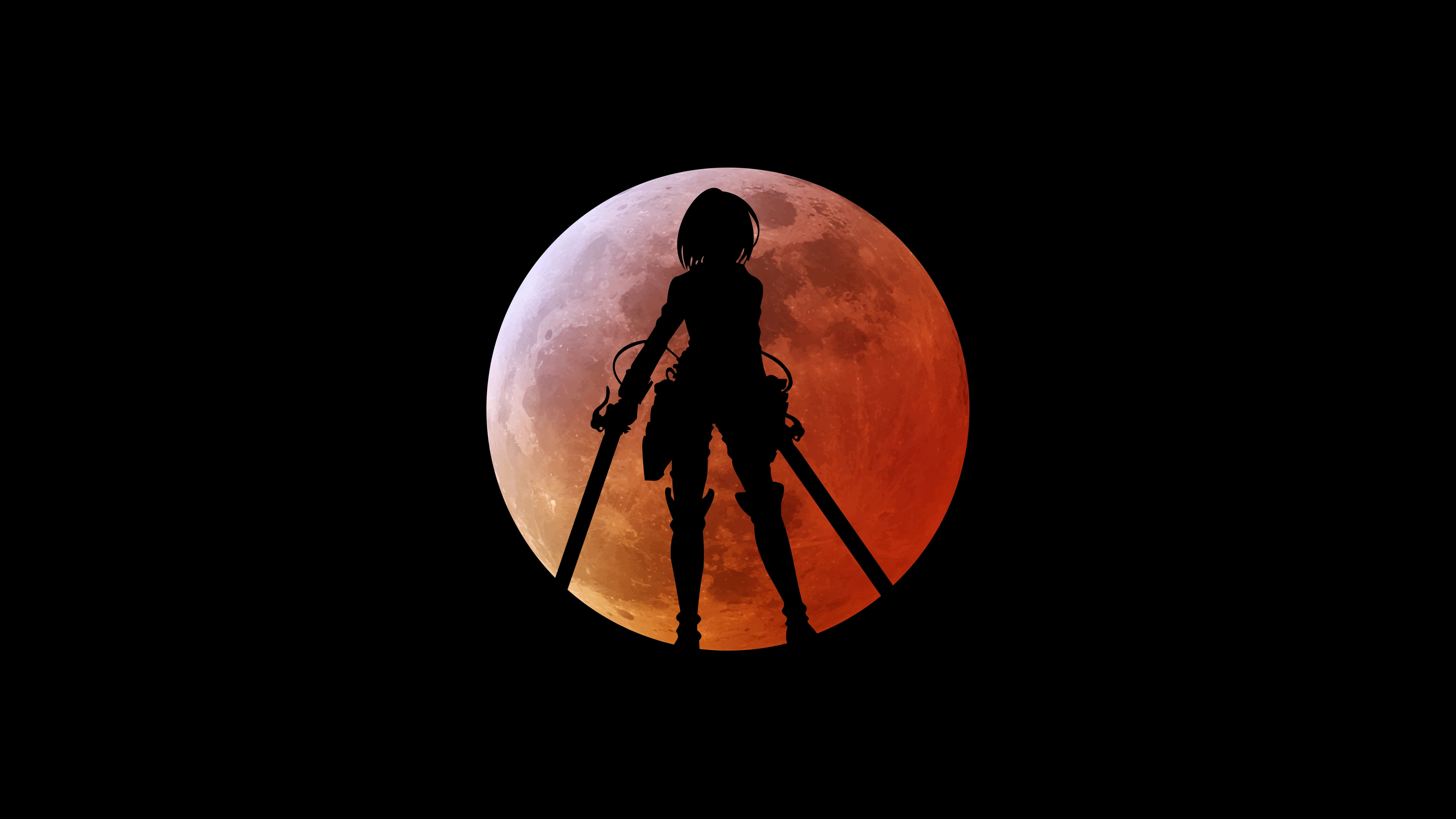 Mikasa Ackerman, Schwarzer Hintergrund, Attack on Titan, 5K