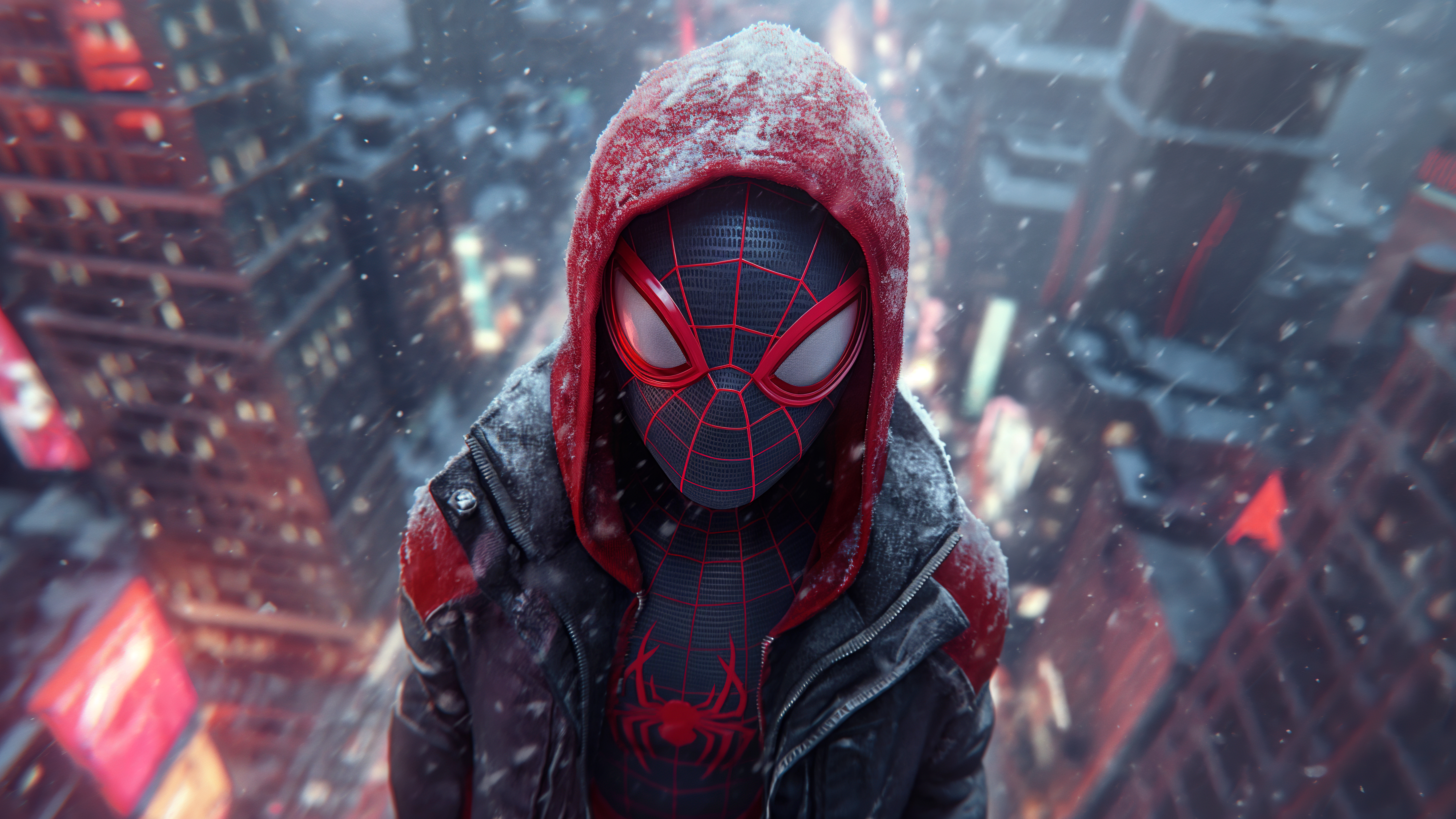 Miles Morales, Schneefall, 5K, Fan Art