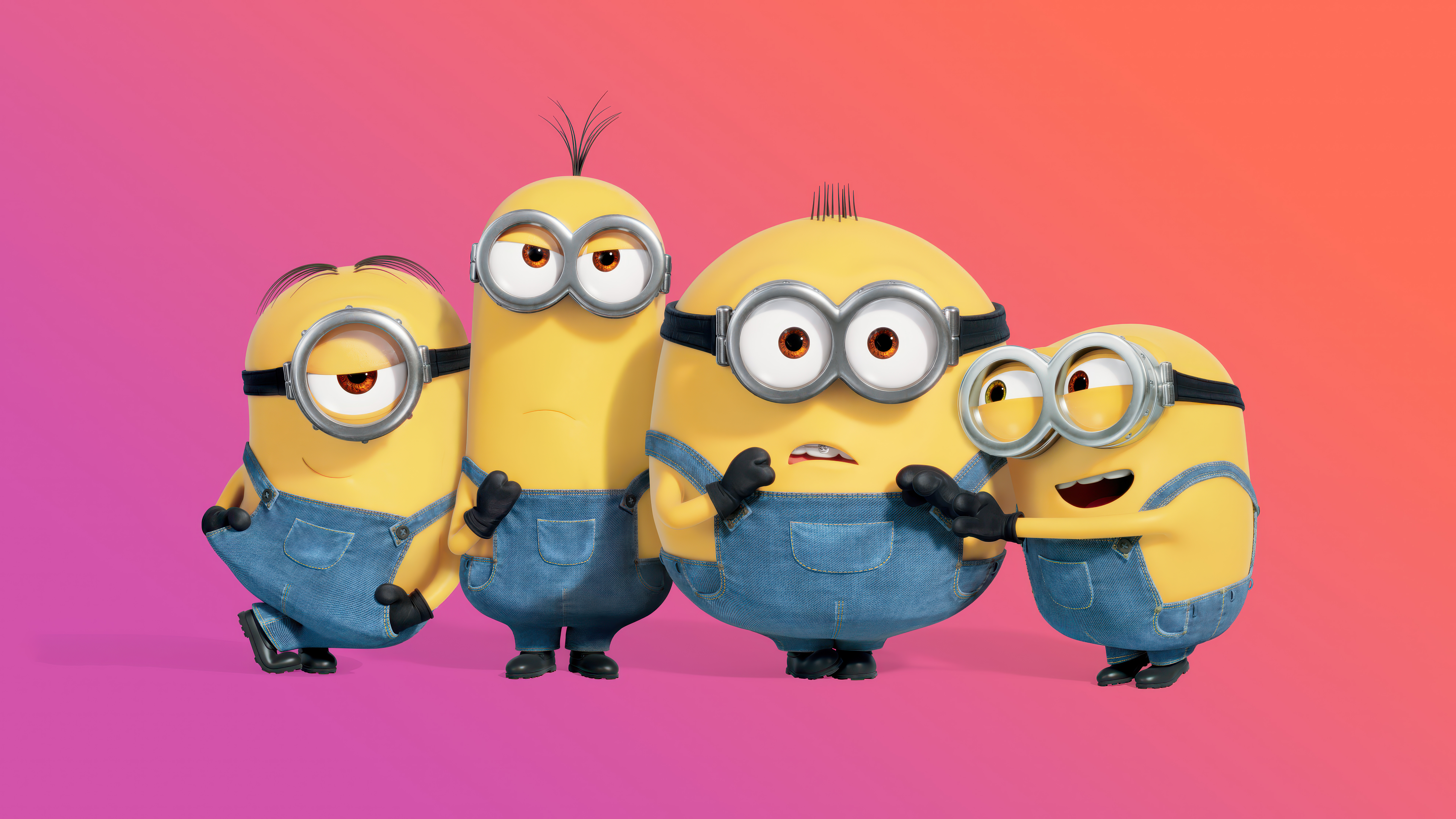 Minions, Farbverlauf-Hintergrund, 5K, 8K