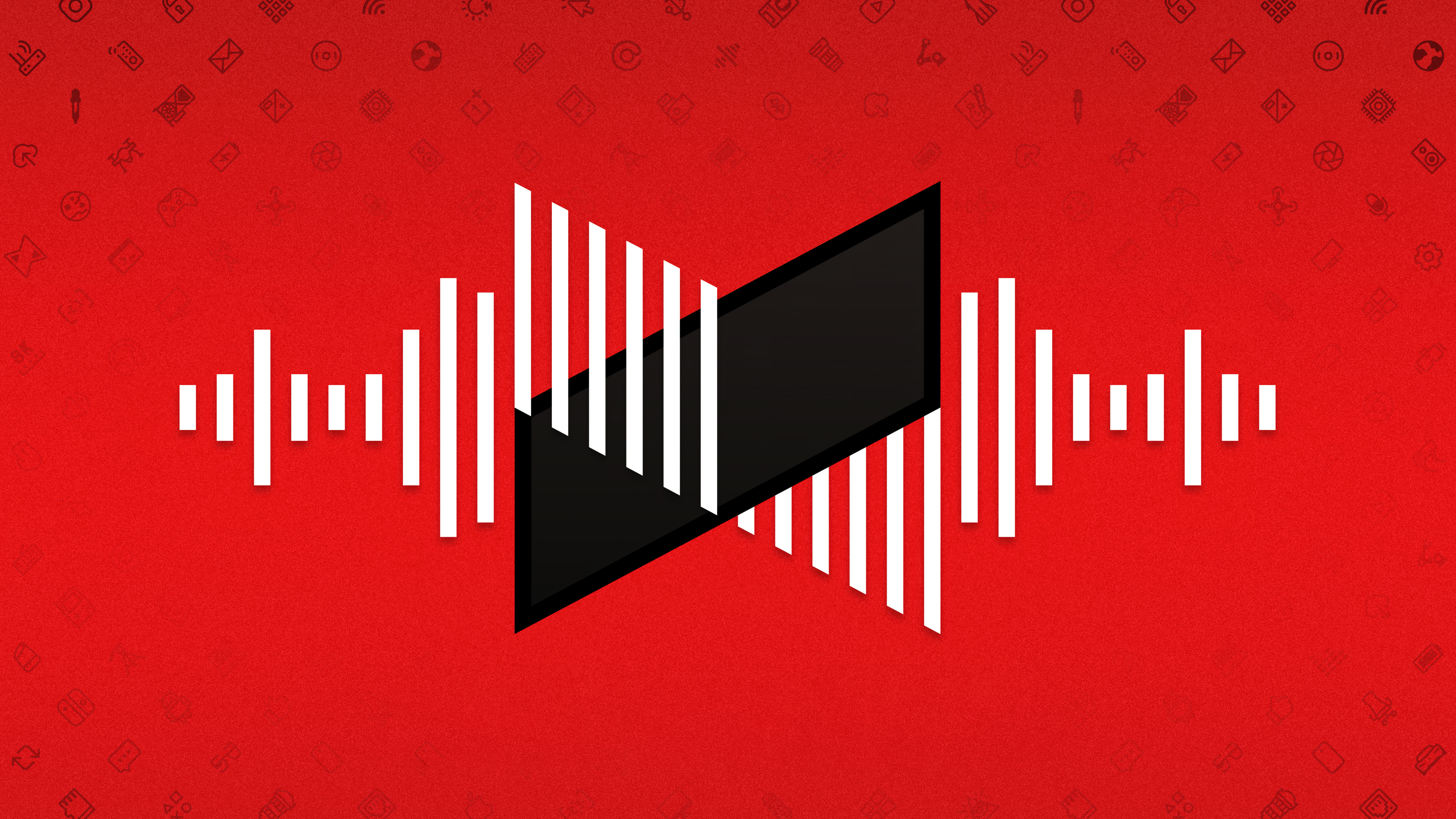 MKBHD, Wellen, Roter Hintergrund, 5K, Abstrakte Linien
