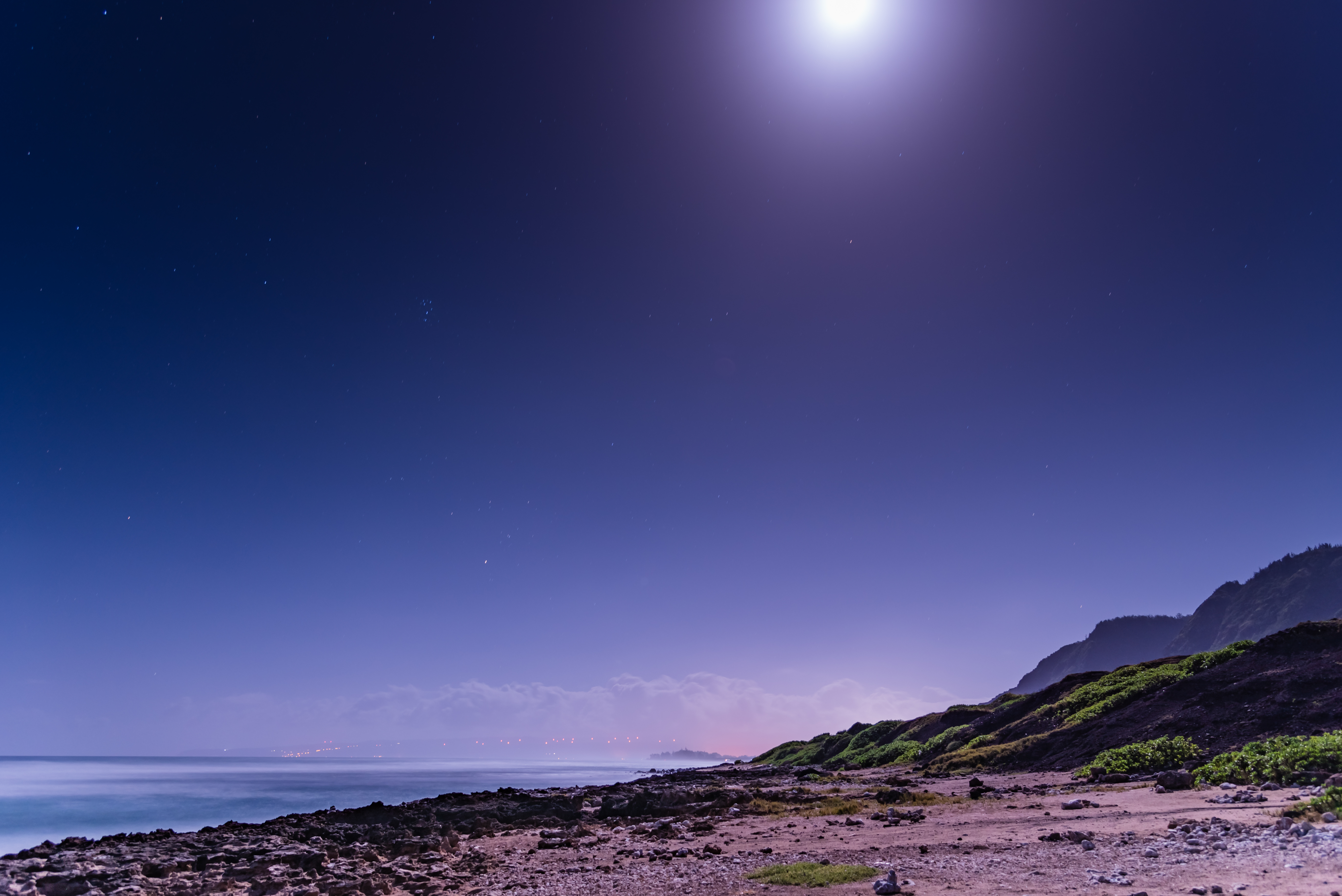 Mondlicht, Strand, Nachthimmel, Meereslandschaft, 5K
