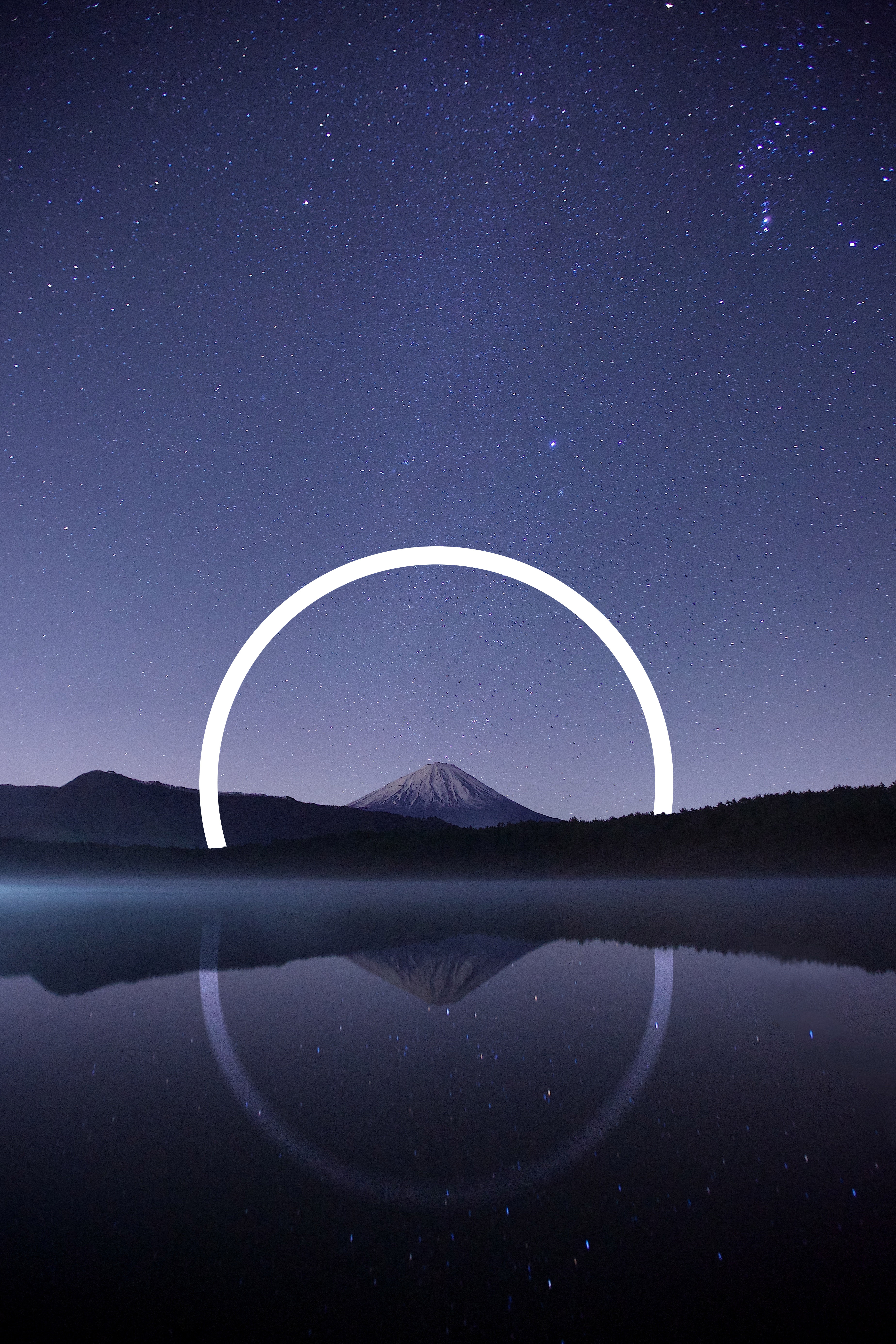 Mount Fuji, Nacht, Japan, Berggipfel, Sterne am Himmel, natürliche Abstraktion