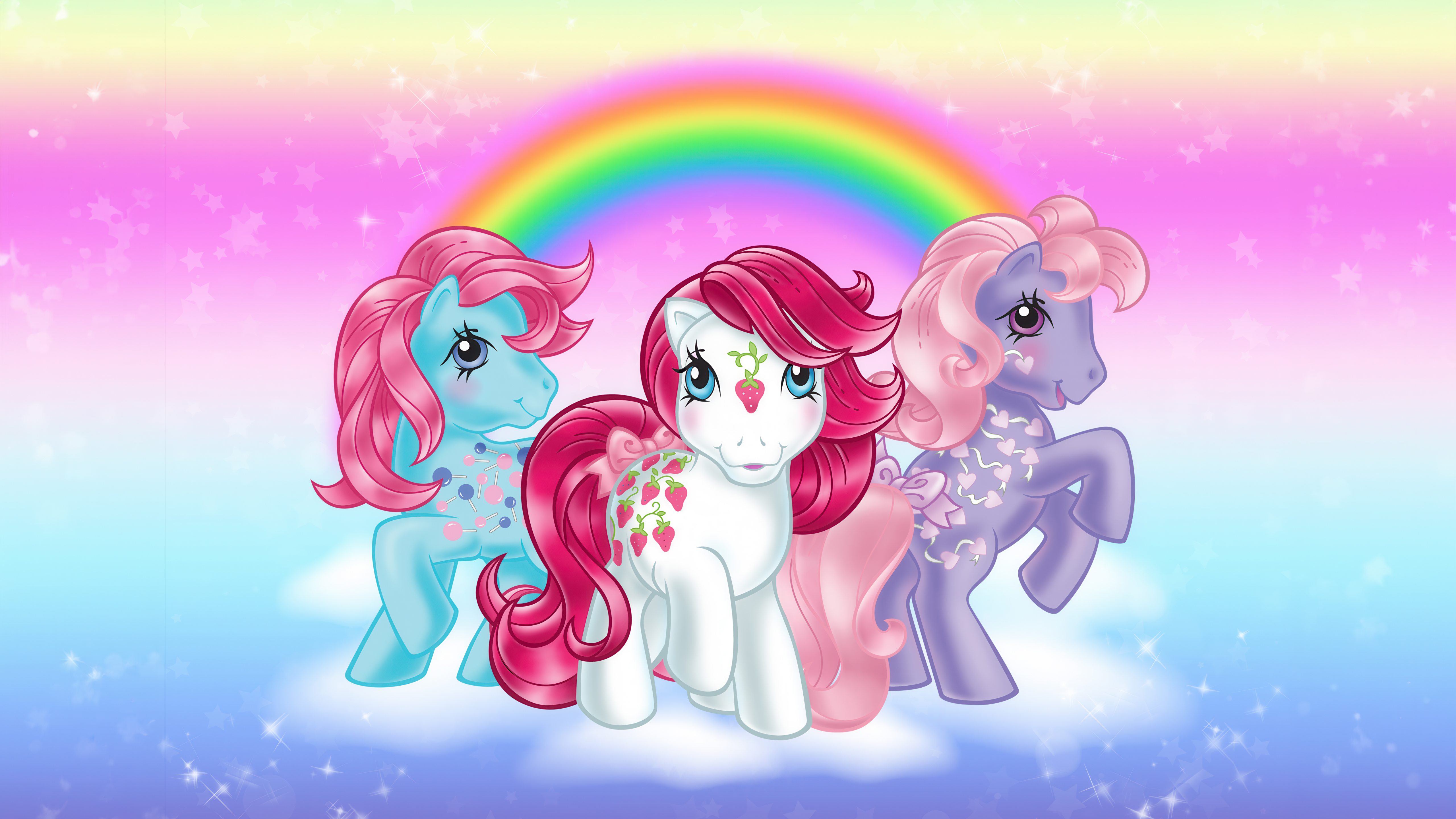 My Little Pony, Freunde, Einhorn, Regenbogenfarben, Glitzer-Hintergrund, 5K