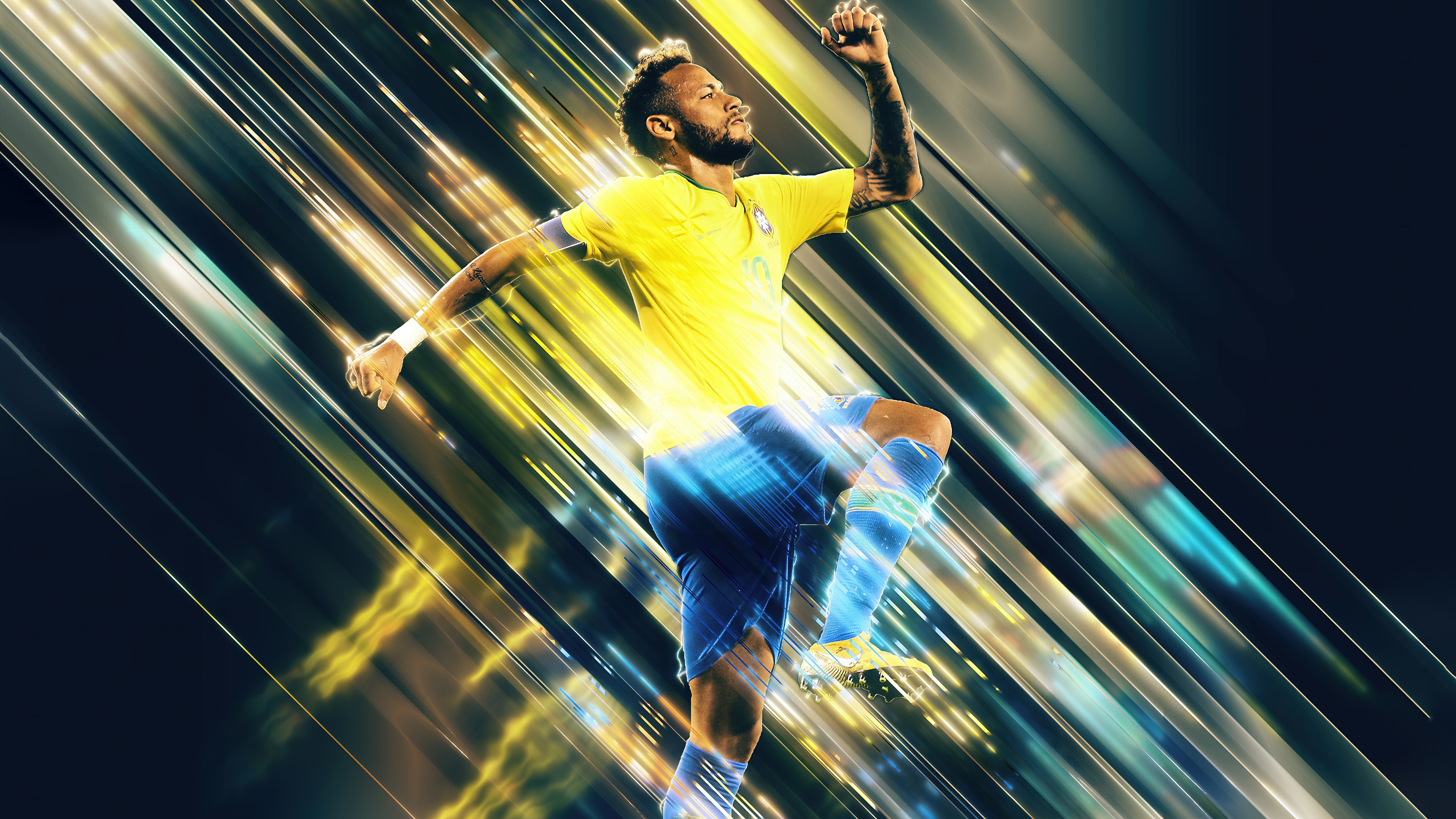 Neymar Jr, abstrakter Hintergrund, brasilianischer Fußballspieler, 5K