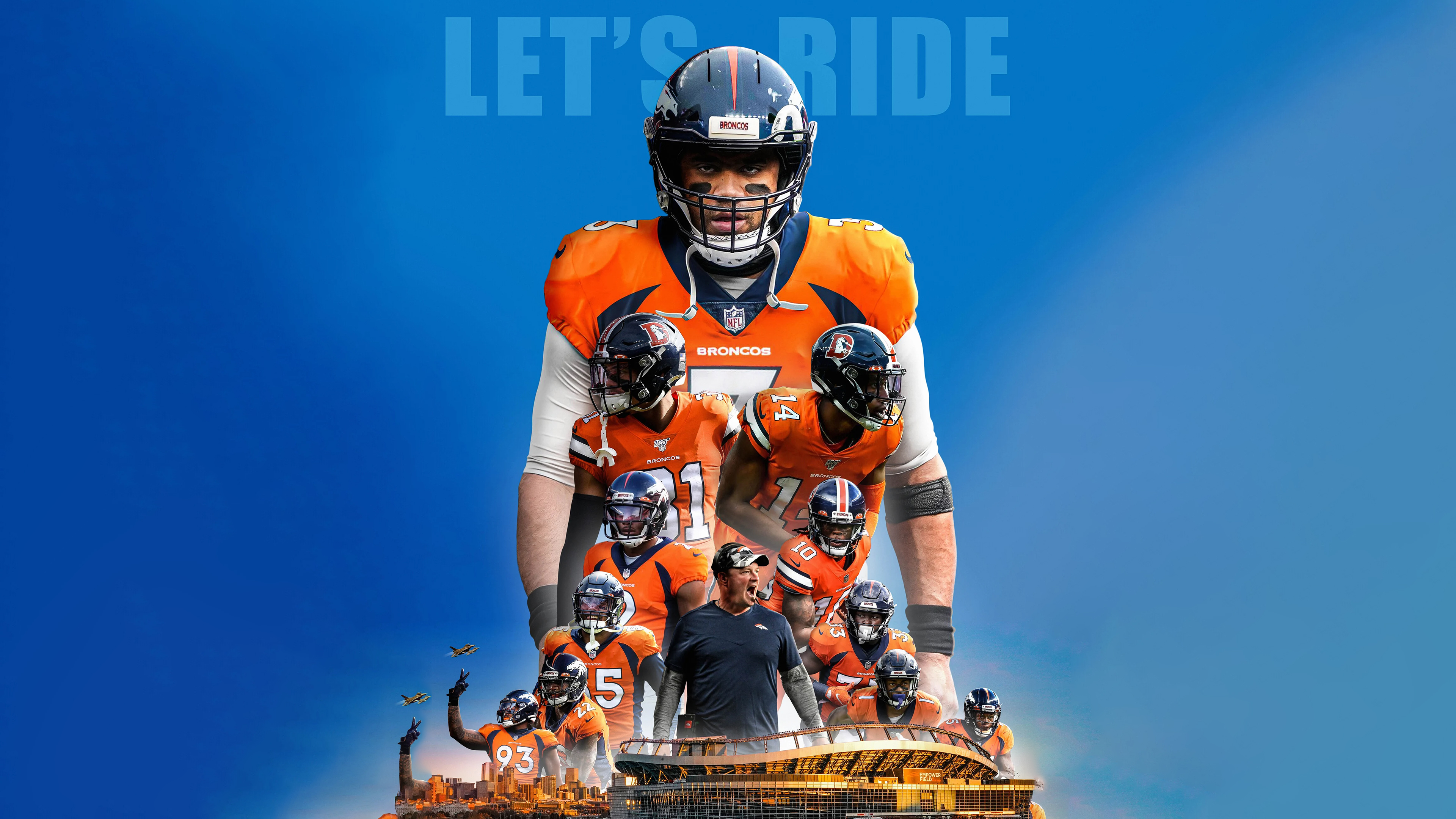 NFL-Team, Denver Broncos, blauer Hintergrund