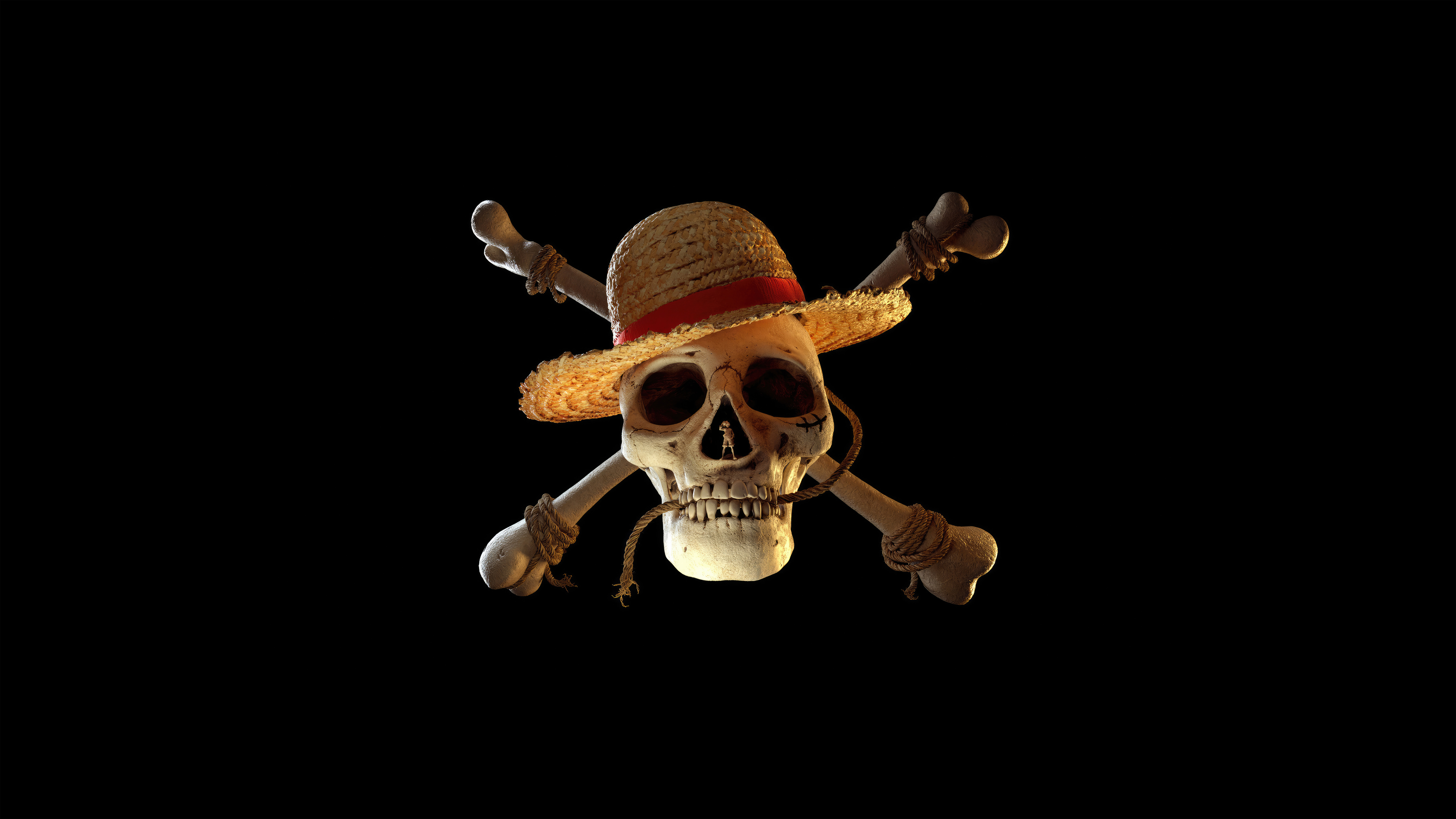 One Piece, Logo, AMOLED, schwarzer Hintergrund, 5K, 8K