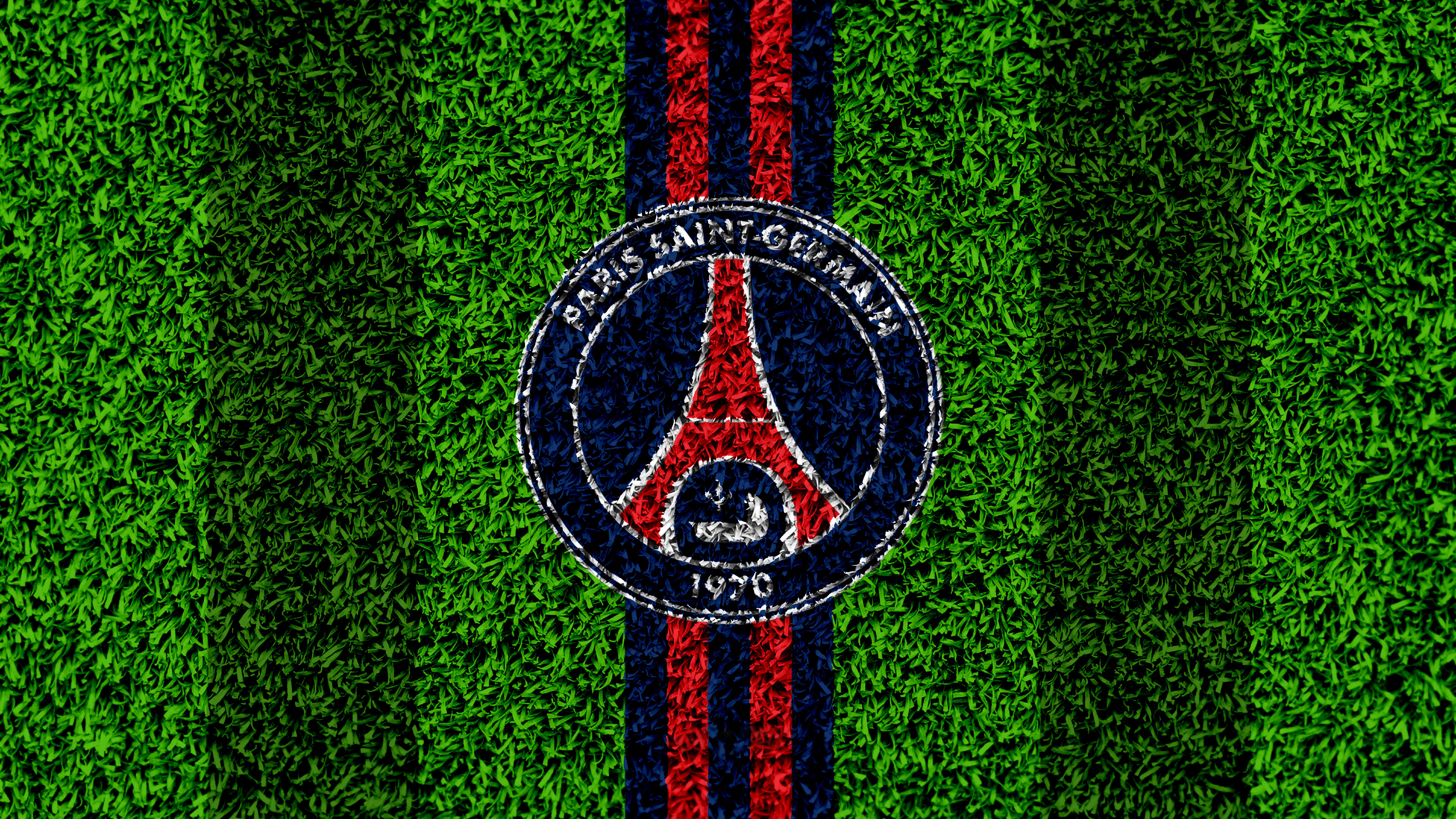 Paris Saint-Germain, Landschaft, grünes Gras, Logo, Fußballverein