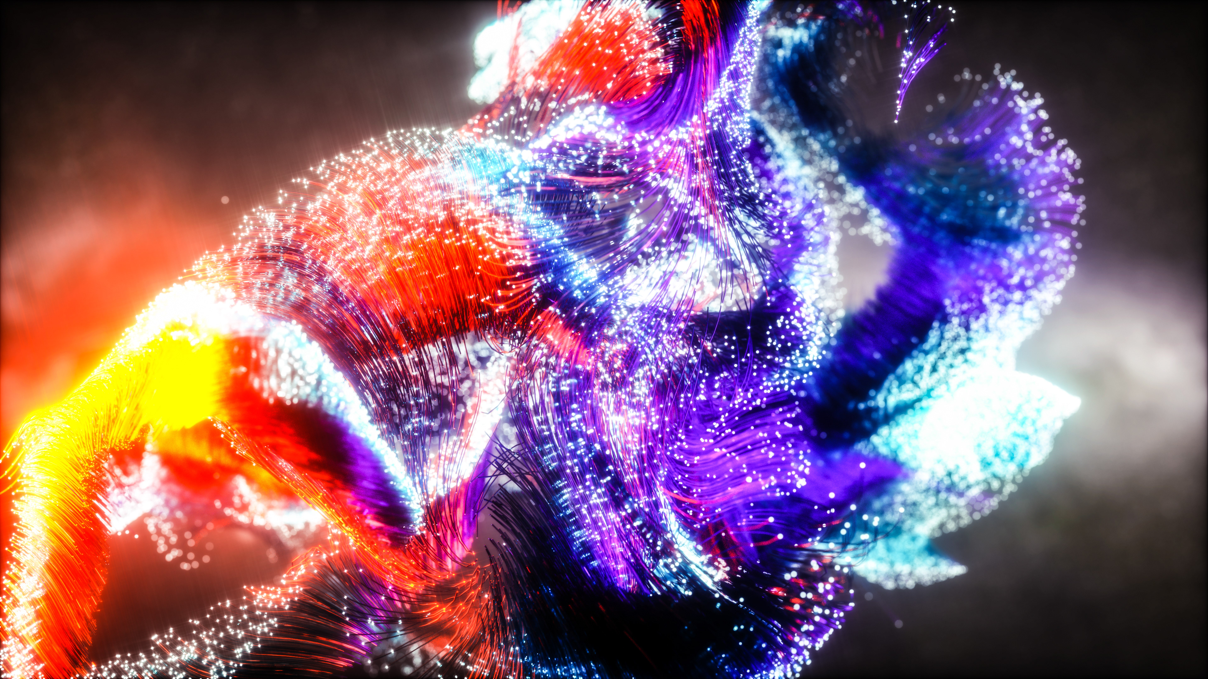 Partikel, Farbenfroh, 3D, Leuchtend, Psychedelisch