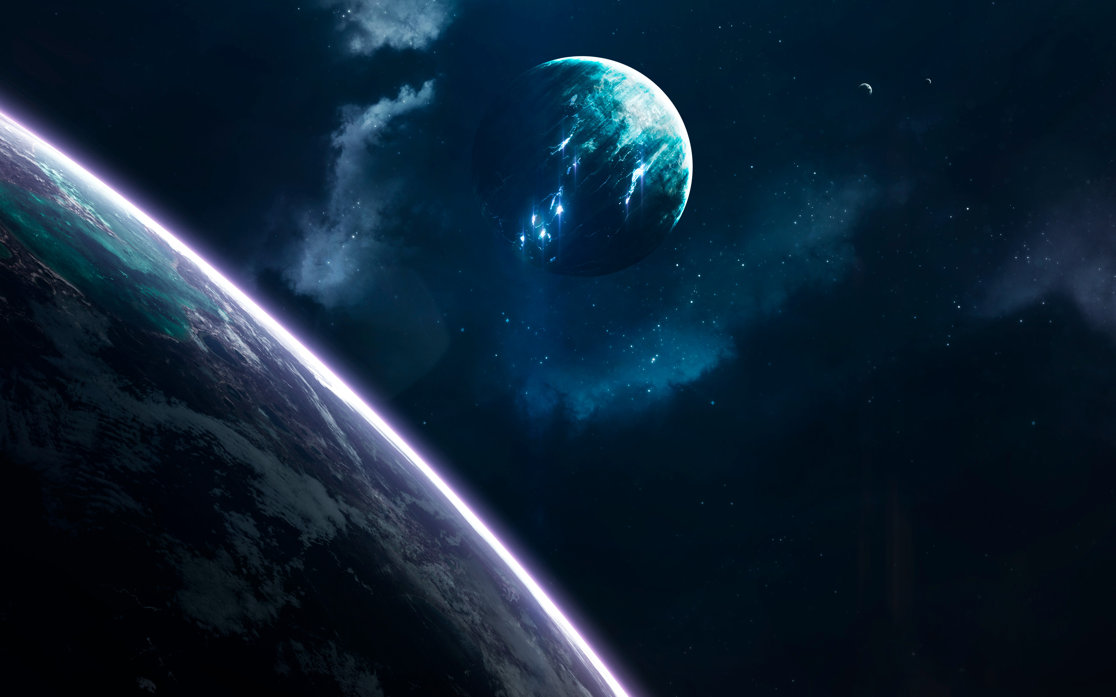 Planeten, Erde, Blau, Galaxie, Universum, Sterne