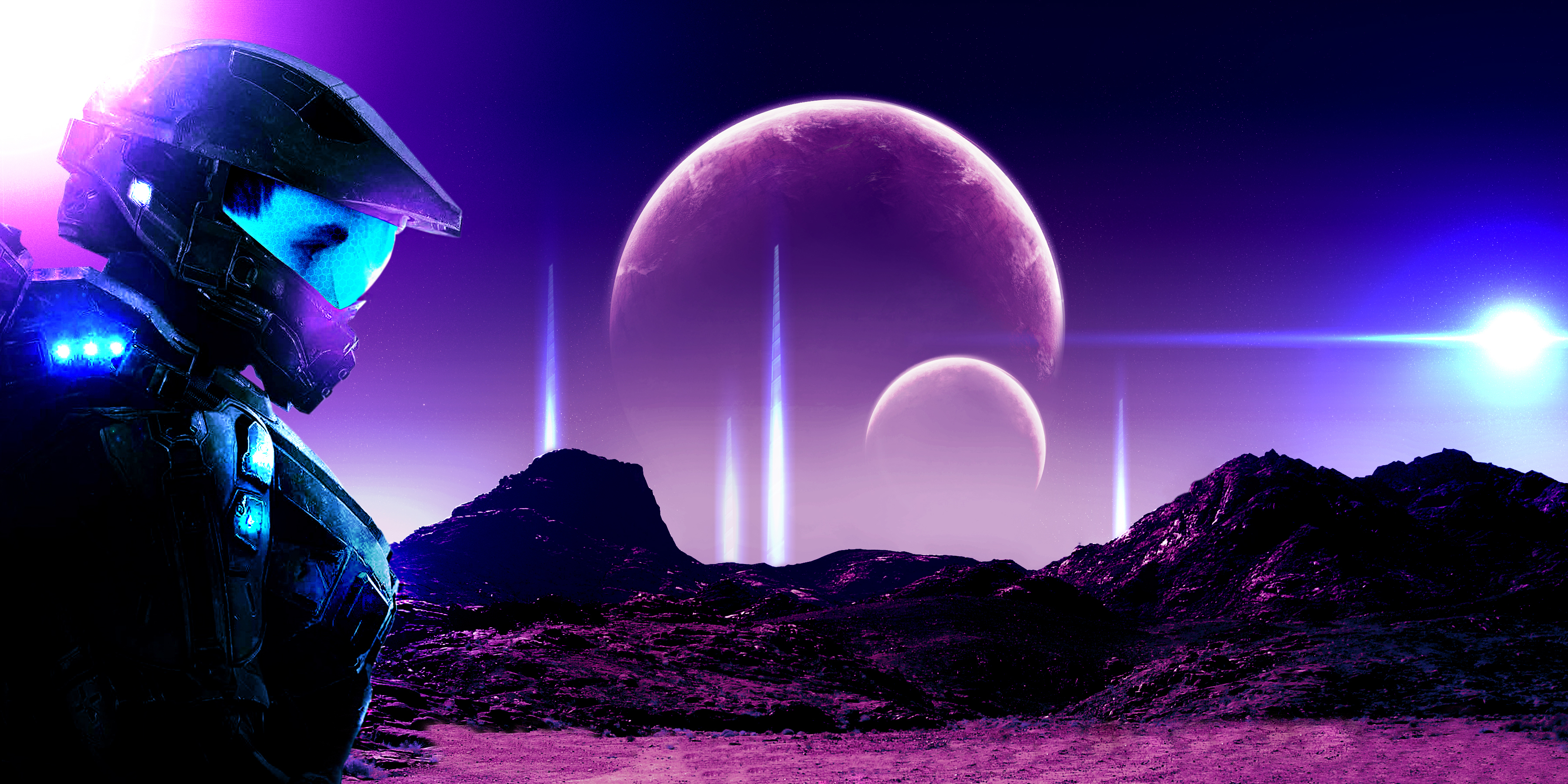 Planeten, Halo, Exosuit, Robotisch, Spacescape, Zukunft, Master Chief