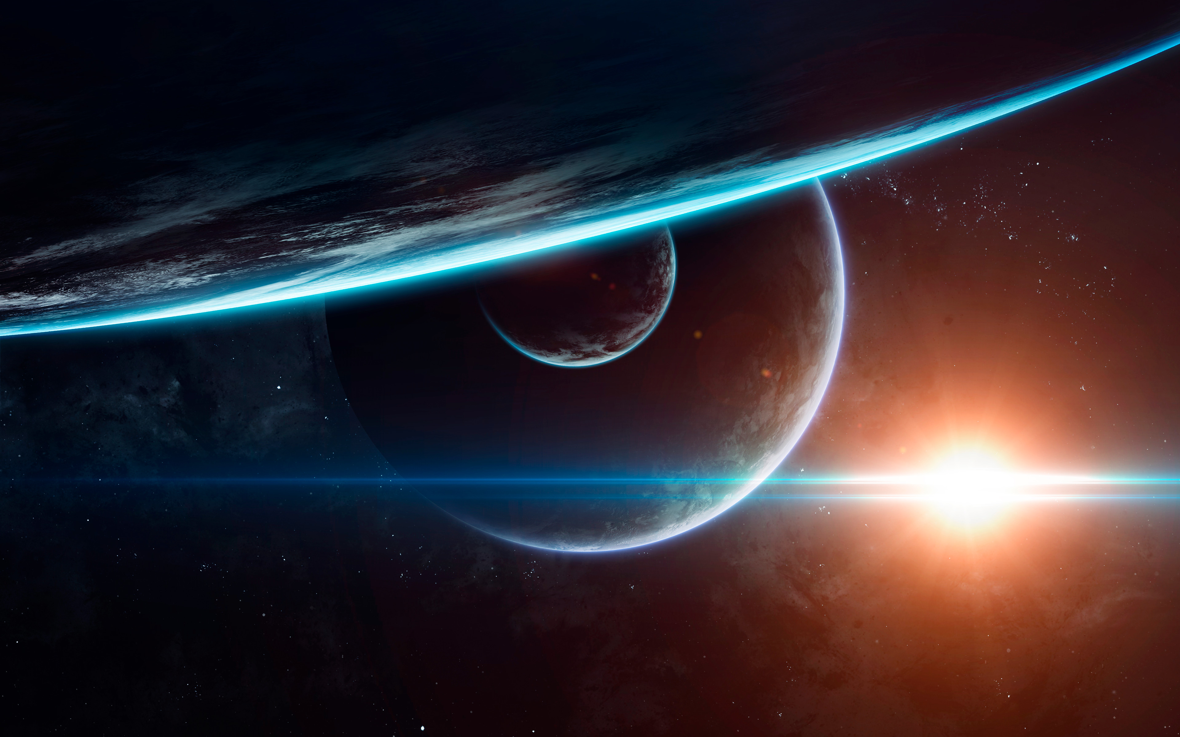 Planeten, Kosmos, Sonne, Astronomie, Horizont, Galaxie, Sterne