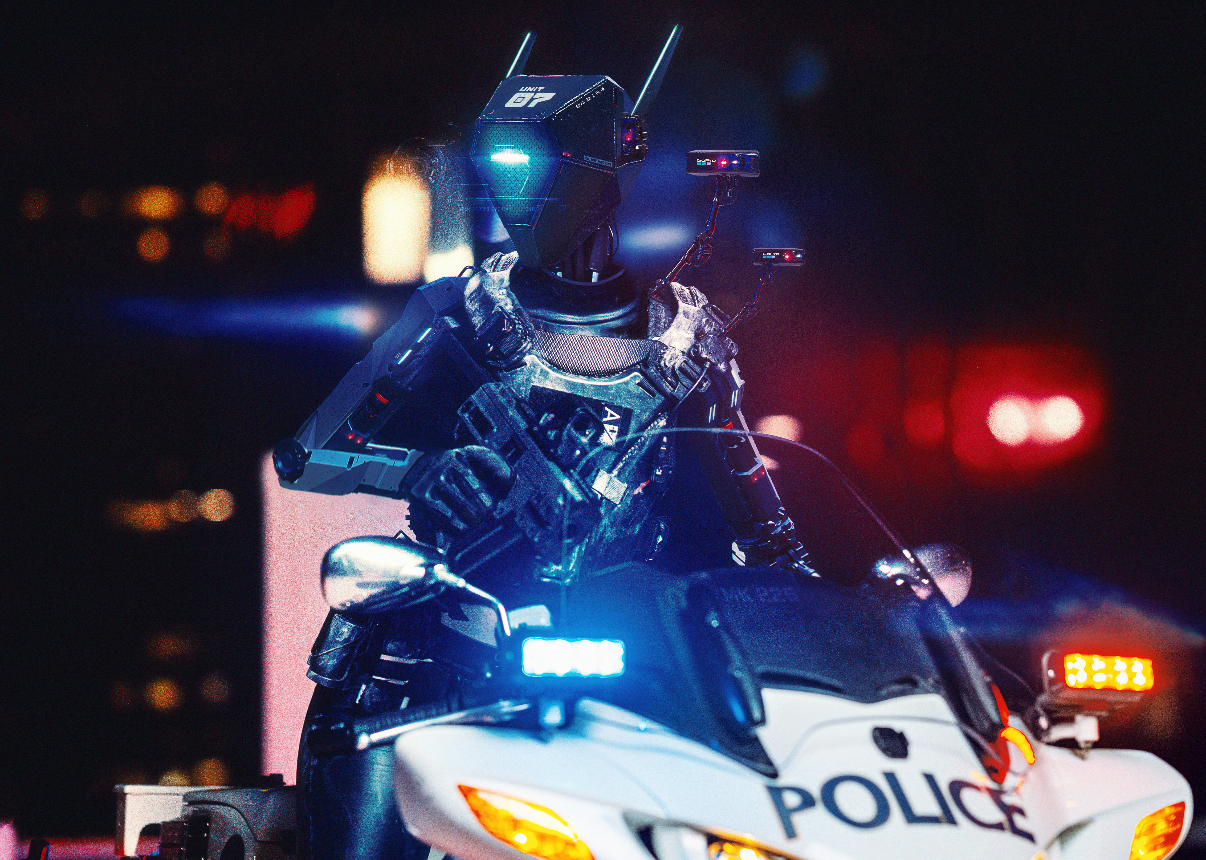Polizei, Chappie, Roboter, Cyberpunk, Cop, Concept Art