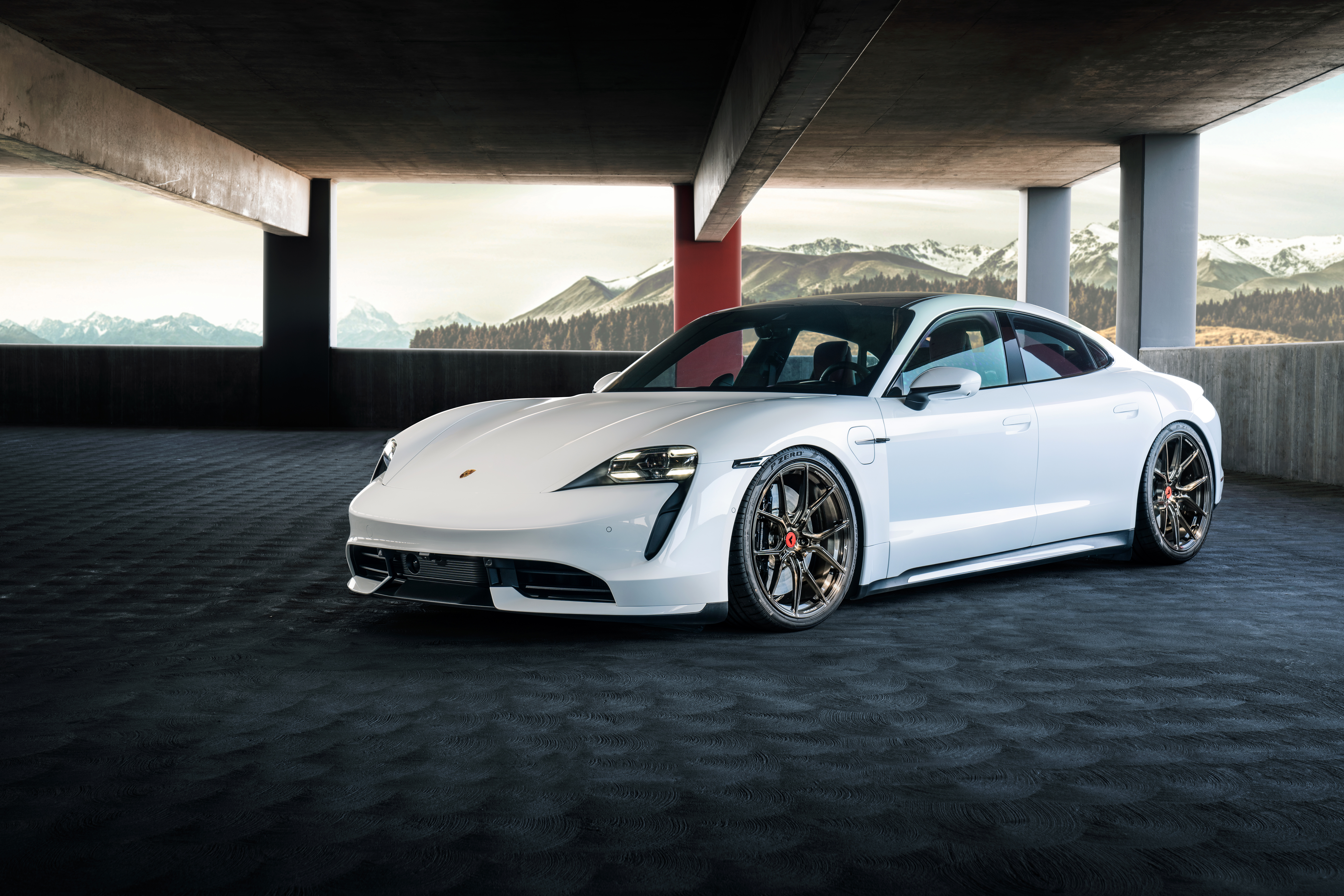 Porsche Taycan, Weiße Autos, 5K, 8K