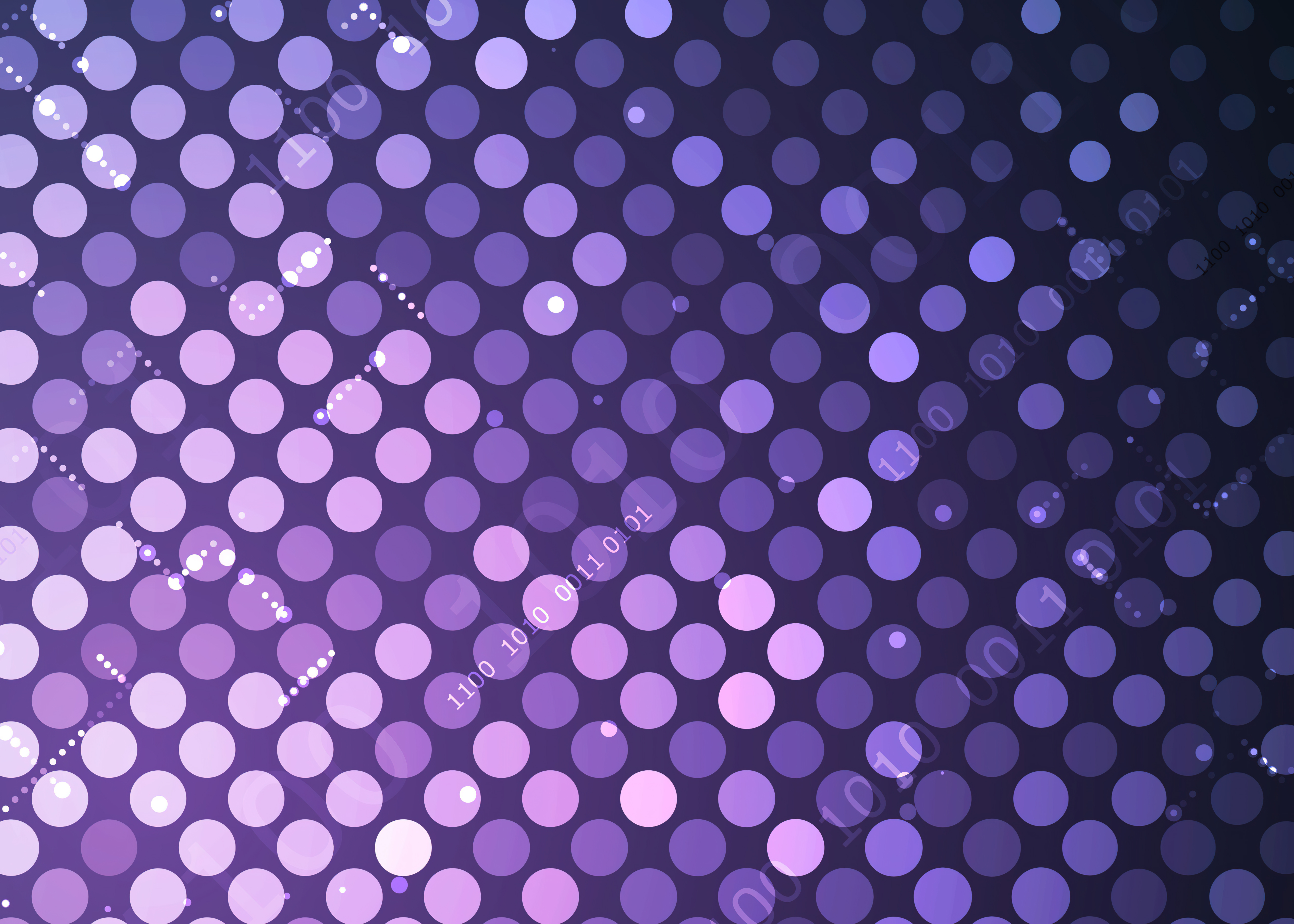Punkte, Lila Hintergrund, Binär, Bits, 5K, Muster