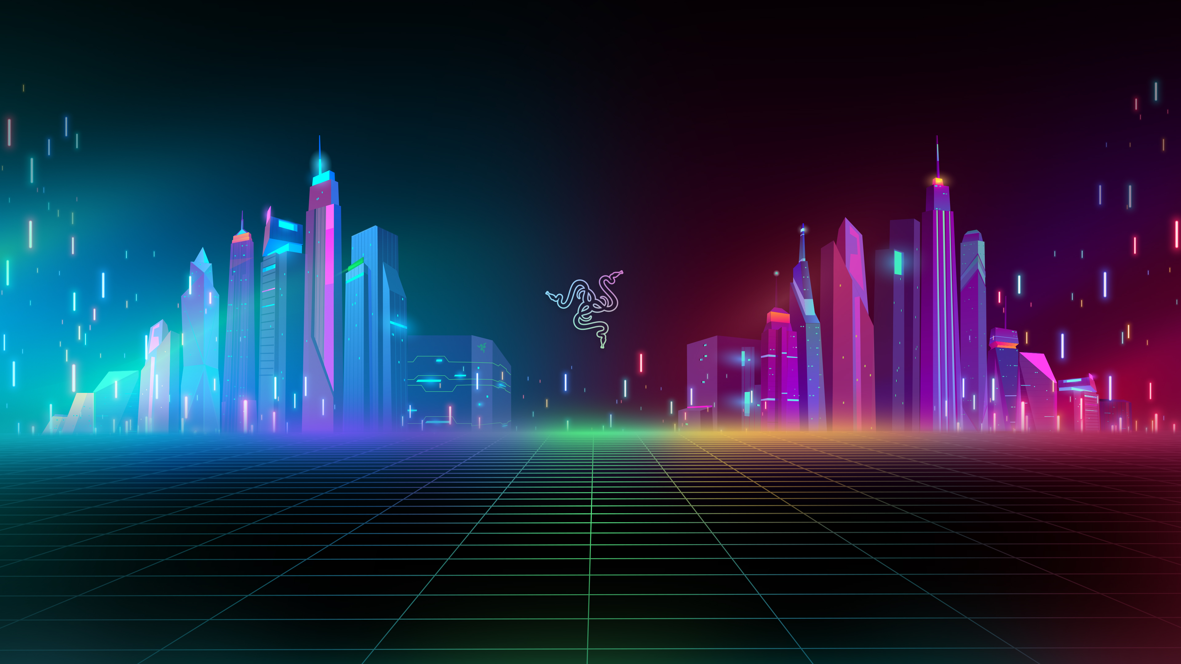 Razer, Cyber-Stadt, Neon, Farbenfroh, Stadtbild, Futuristisch