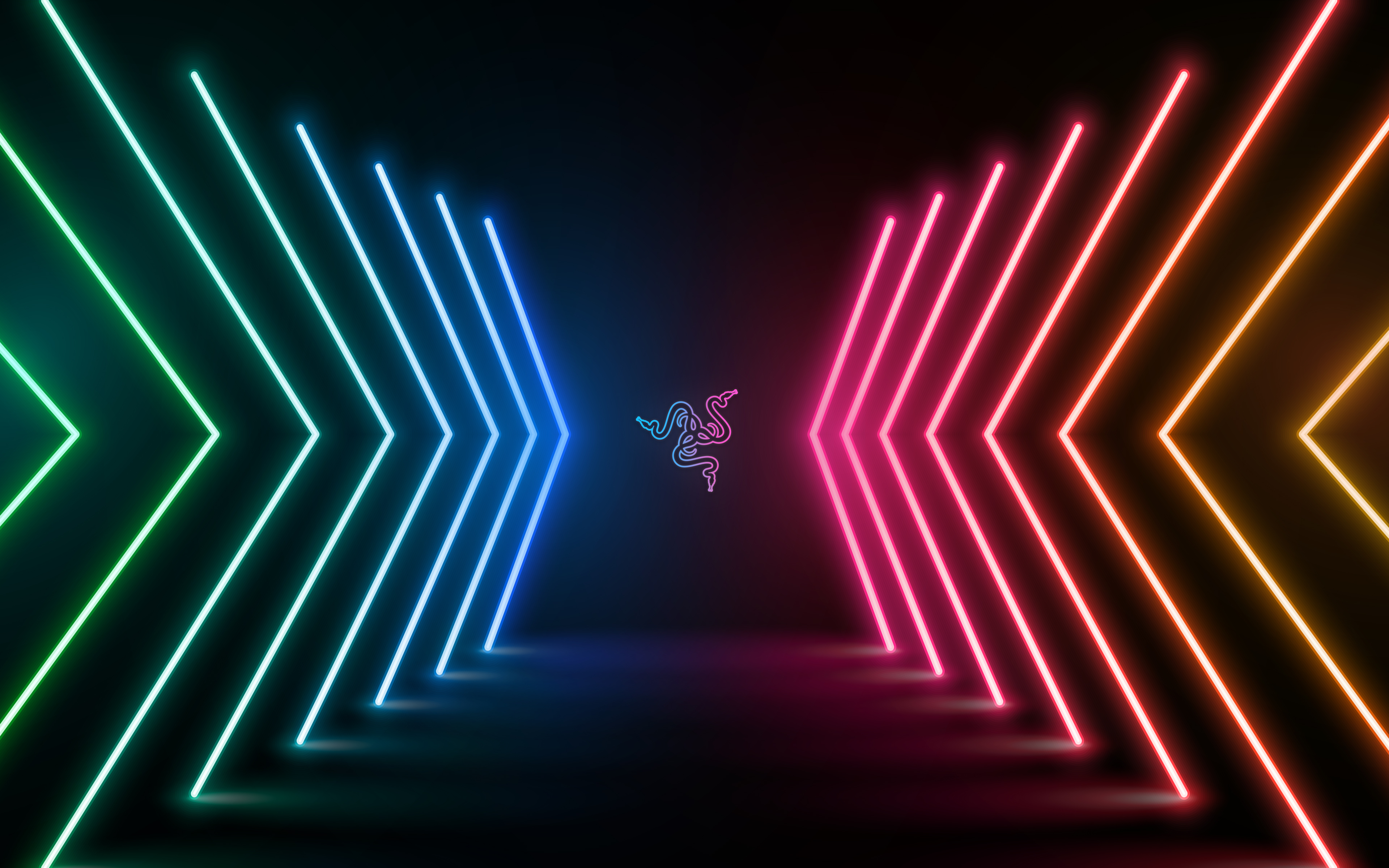 Razer, Neonlichter, Farbenfroh, Dunkler Hintergrund, Dunkle Ästhetik