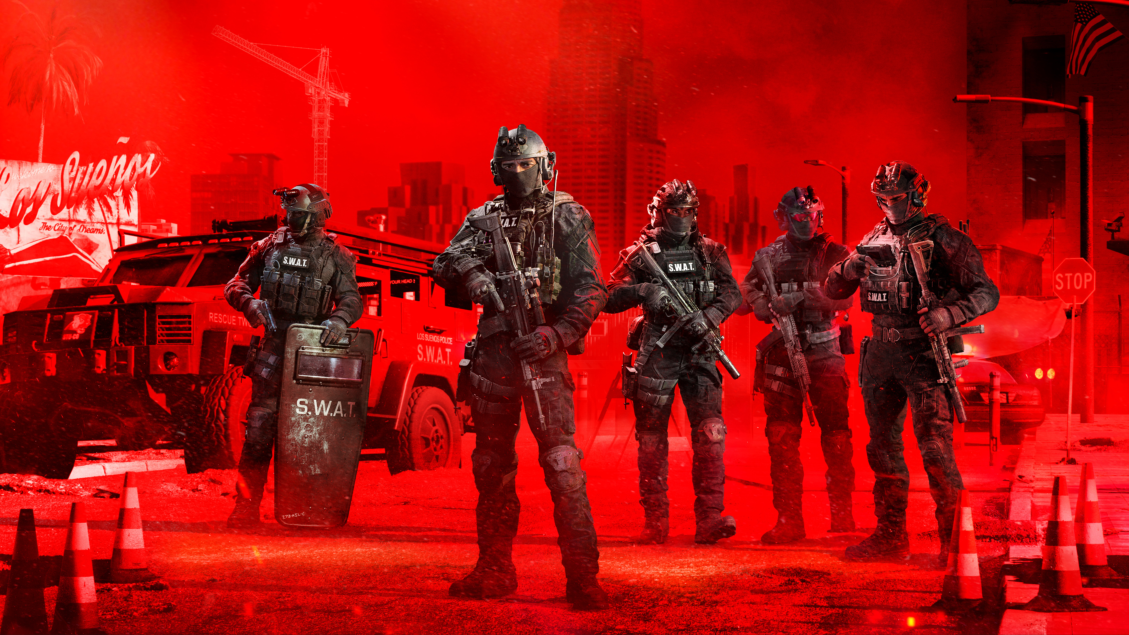 Ready or Not, Key Art, Roter Hintergrund, FPS, 2025 Spiele