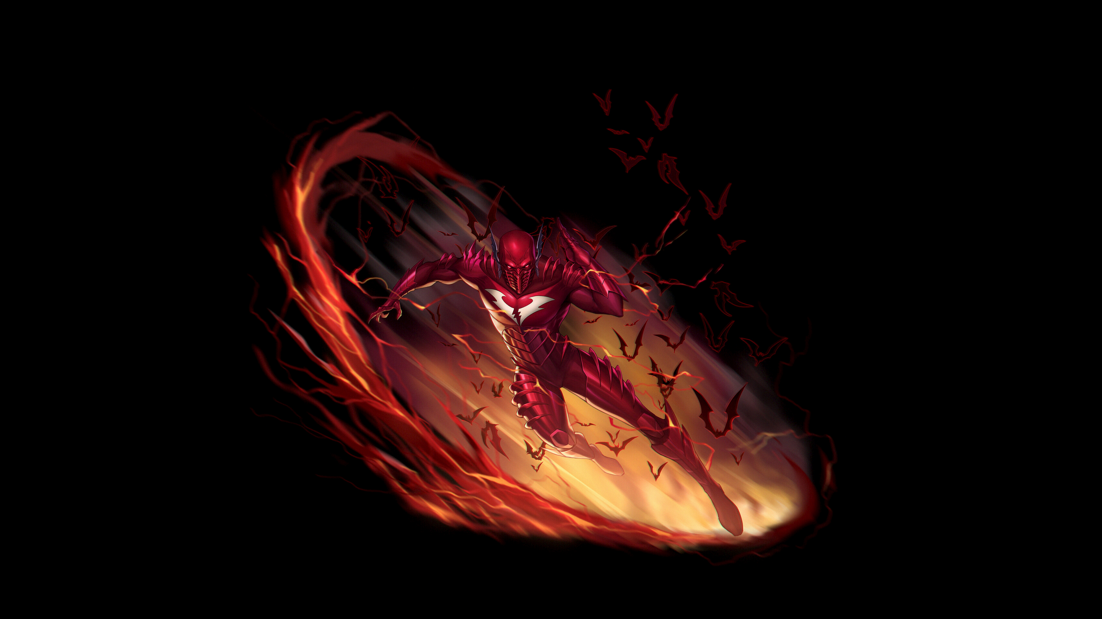 Red Hood, AMOLED, Artwork, DC Comics, schwarzer Hintergrund, Feuer, dunkelrot