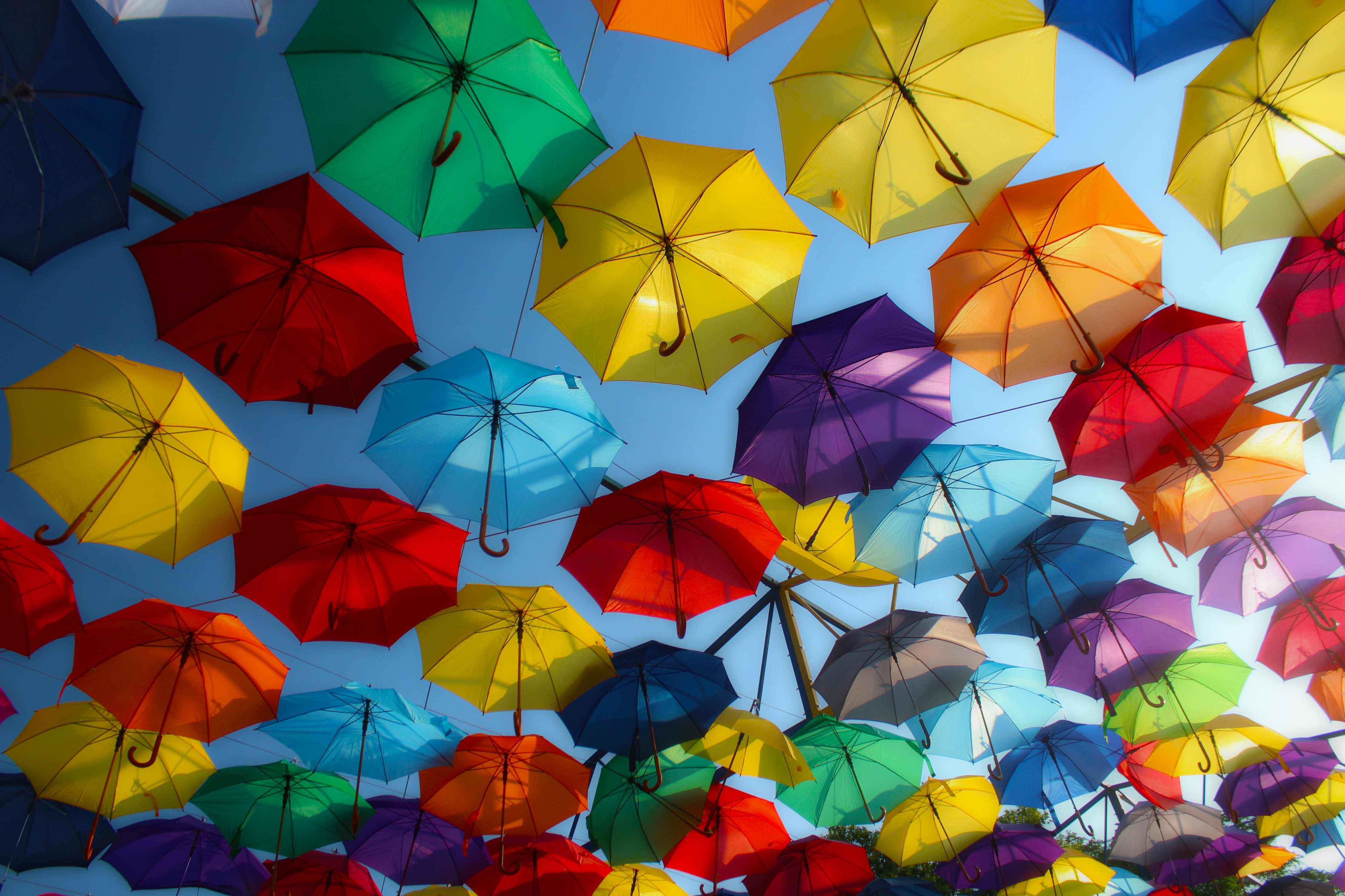 Regenschirme, Bunt, Straßendekoration, Mehrfarbig, 5K