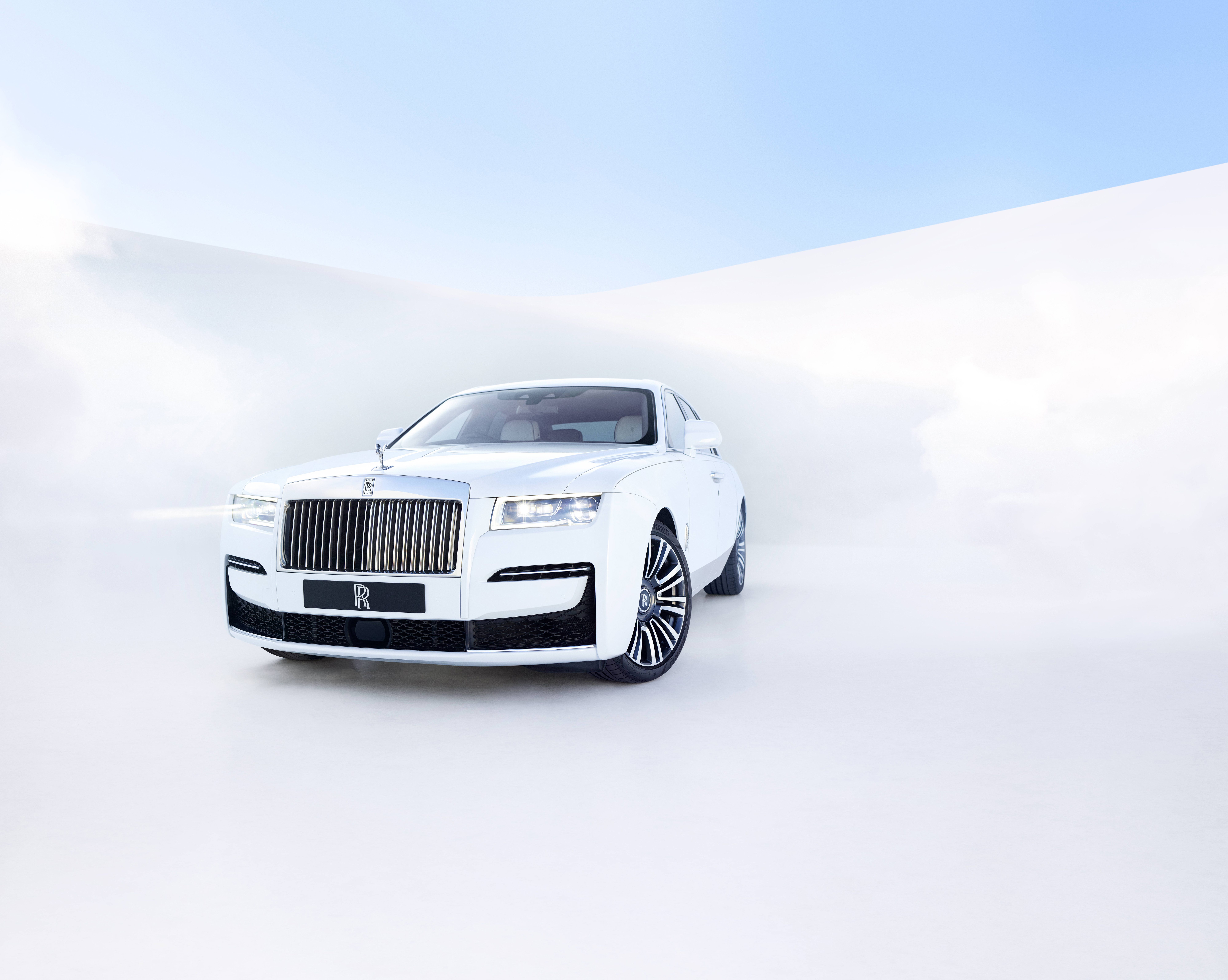 Rolls-Royce Ghost, Weiß, 2020, Weißer Hintergrund, 5K, 8K