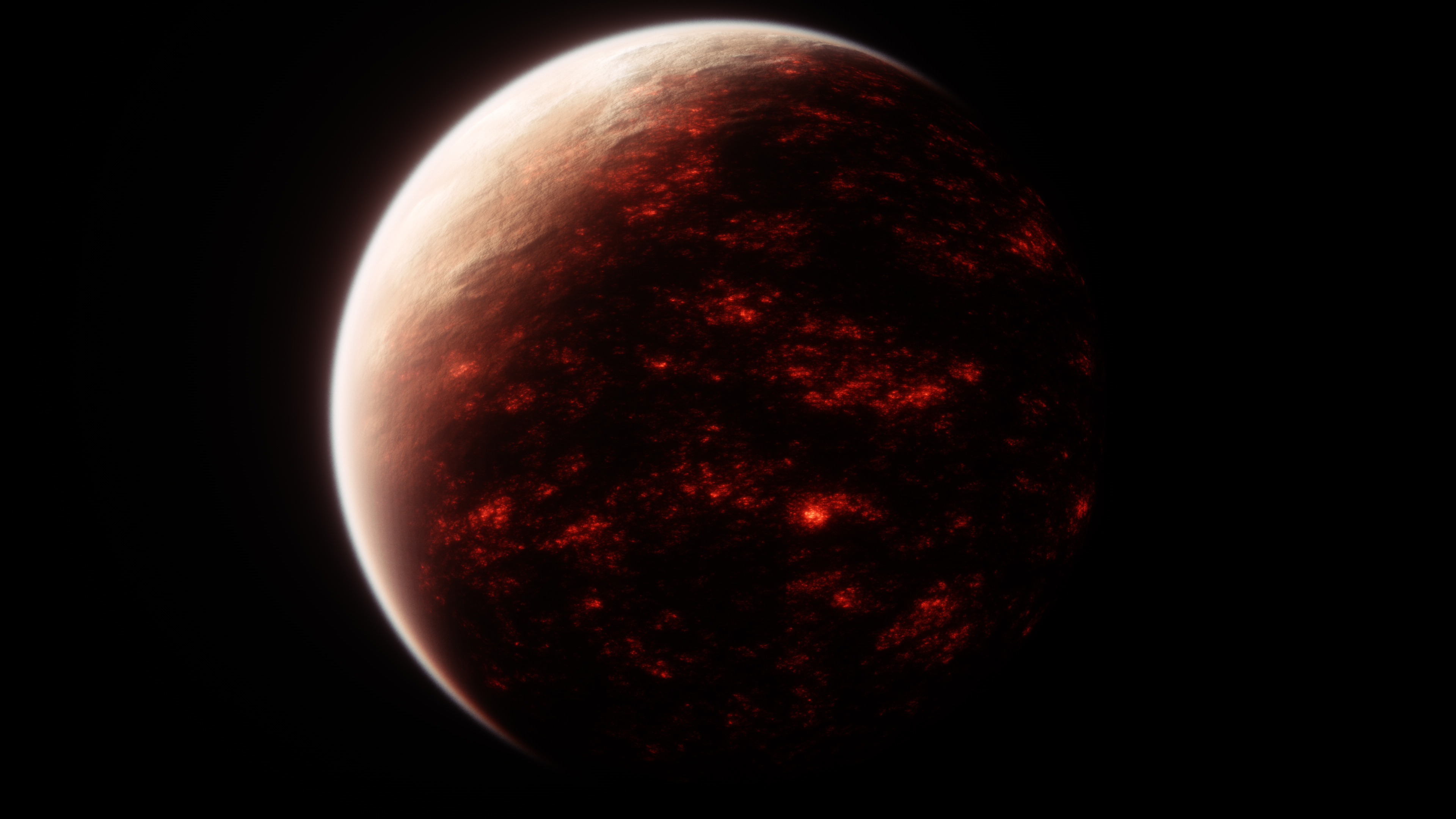 Roter Planet, Brennend, Weltraumforschung, Dunkler Hintergrund
