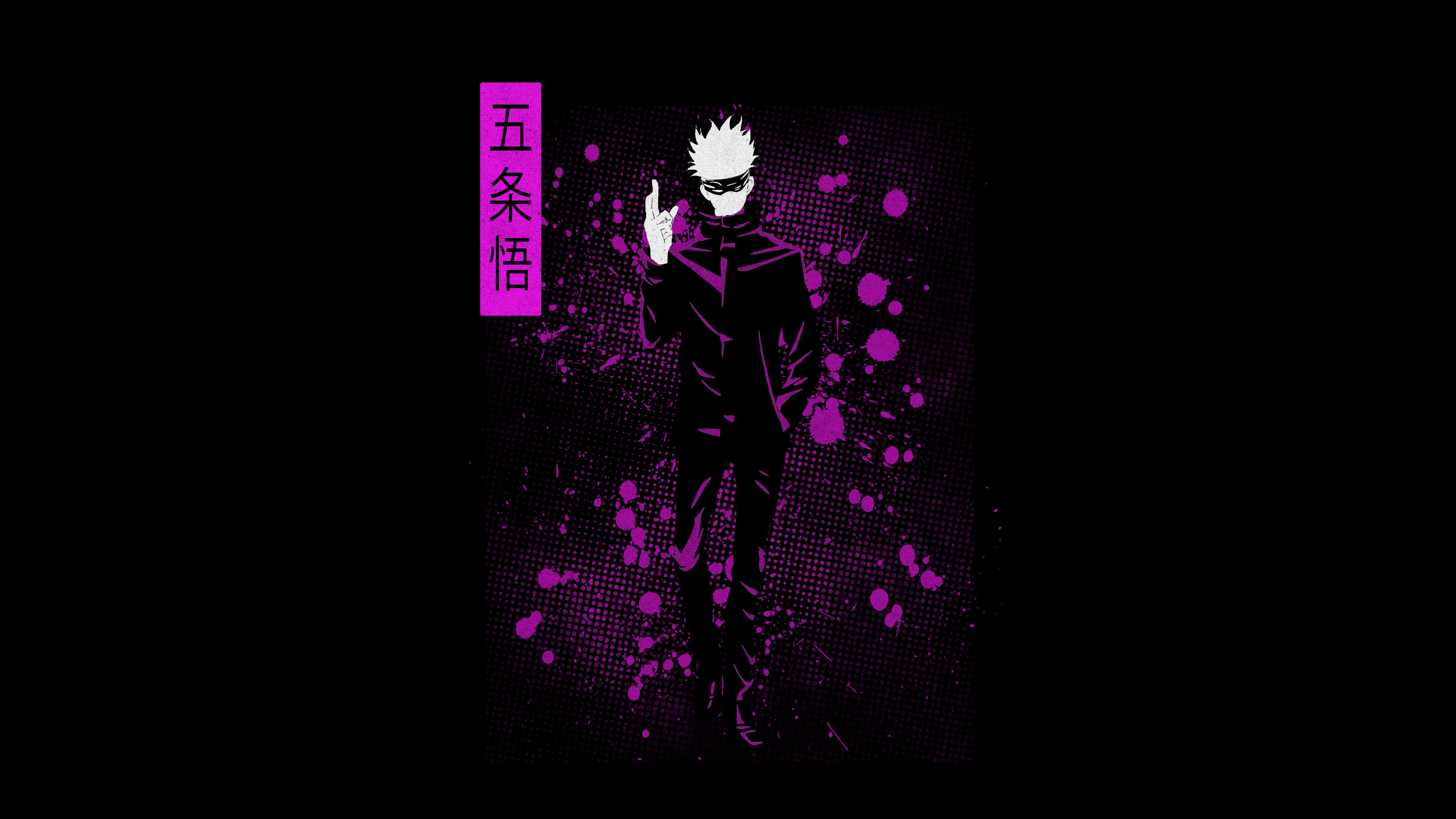 Satoru Gojo, AMOLED, Jujutsu Kaisen, schwarzer Hintergrund