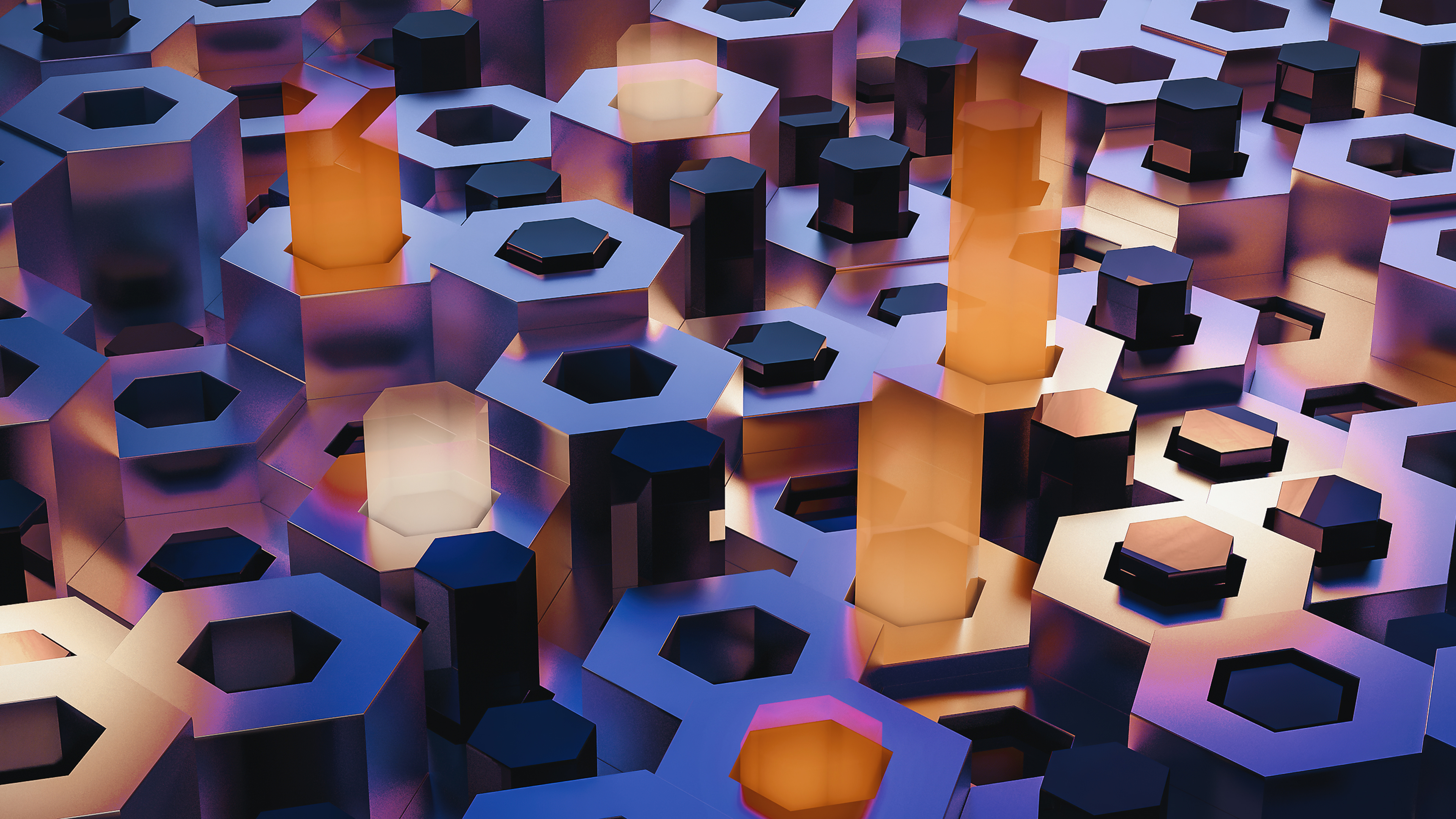 Sechsecke, 3D-Hintergrund, Abstrakter Hintergrund, 3D-Render