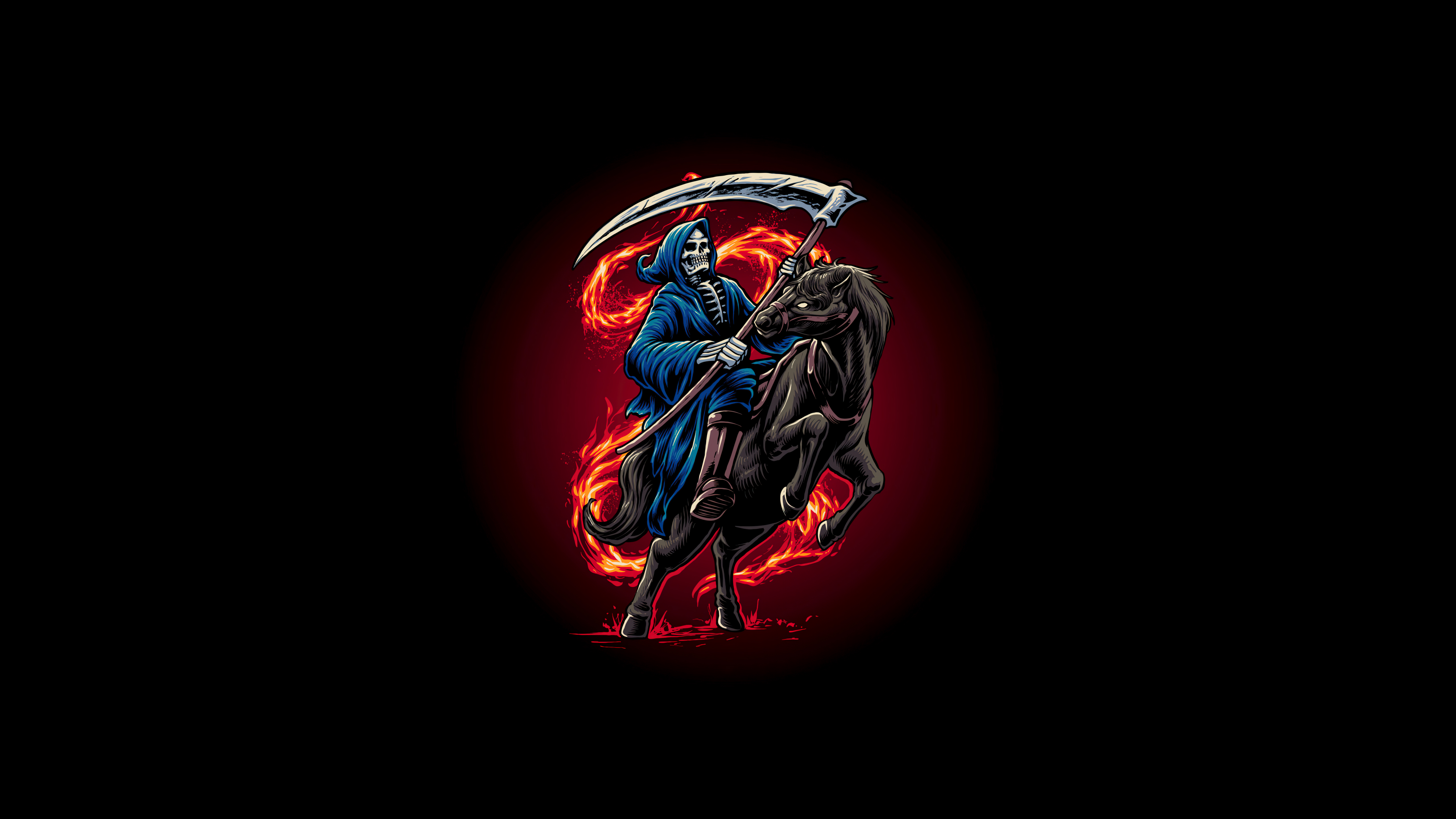 Sensenmann, Pferd, 5K, AMOLED, Schwarzer Hintergrund