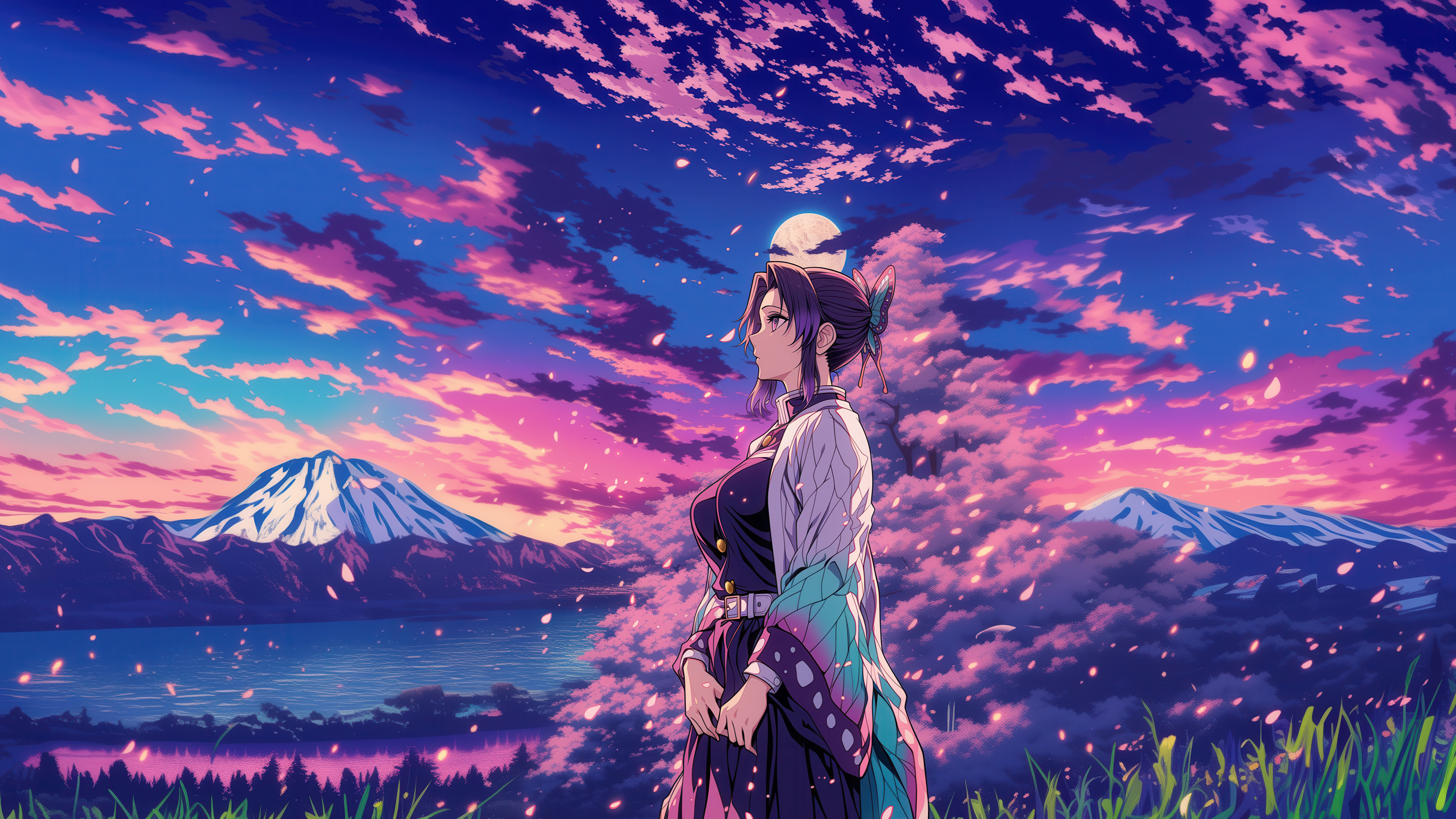 Shinobu Kocho, ästhetisch, 5K, violette Ästhetik, Demon Slayer: Kimetsu no Yaiba