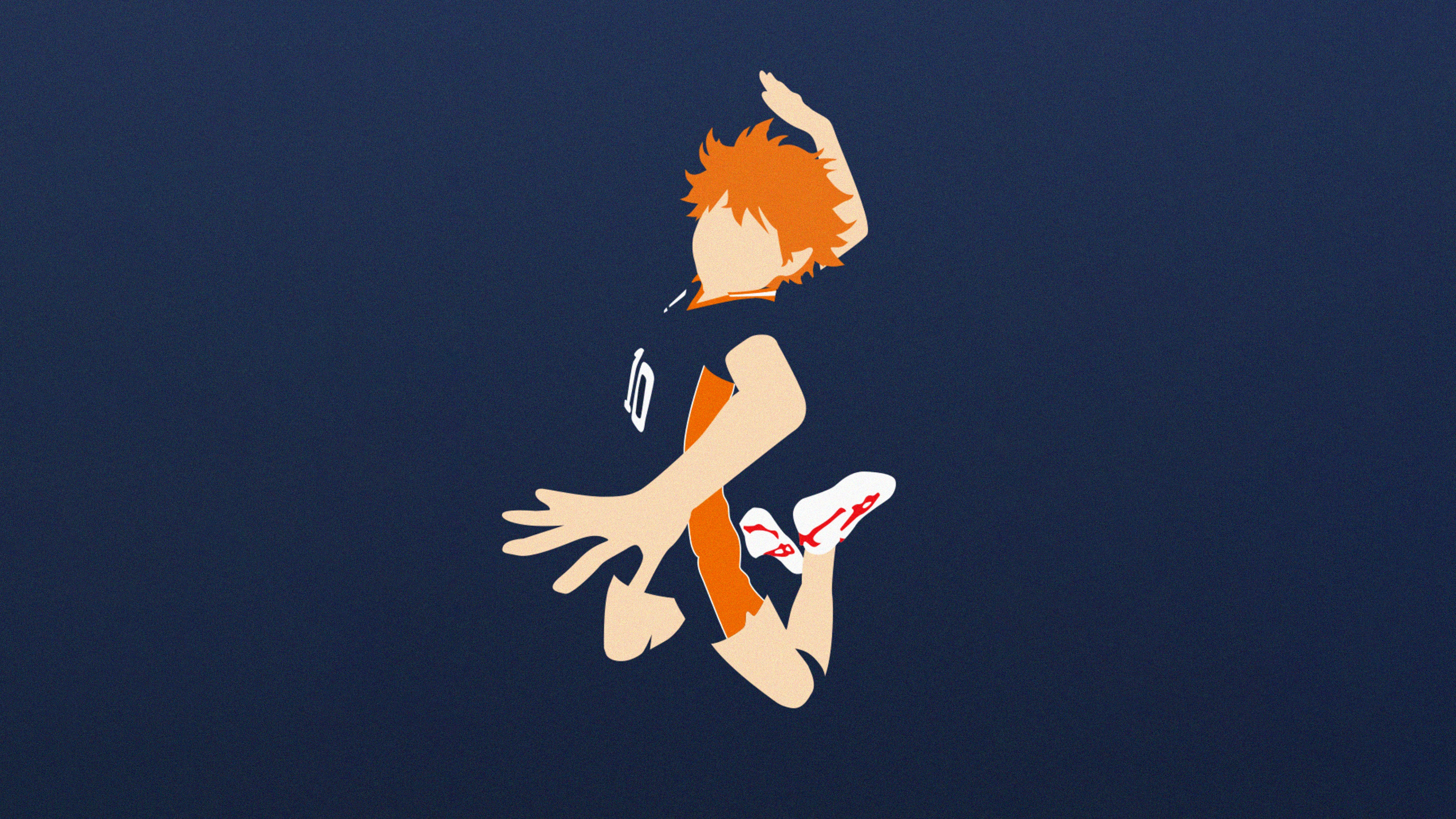 Shoyo Hinata, Gesichtslos, Minimalistisch, Blauer Hintergrund, Haikyuu