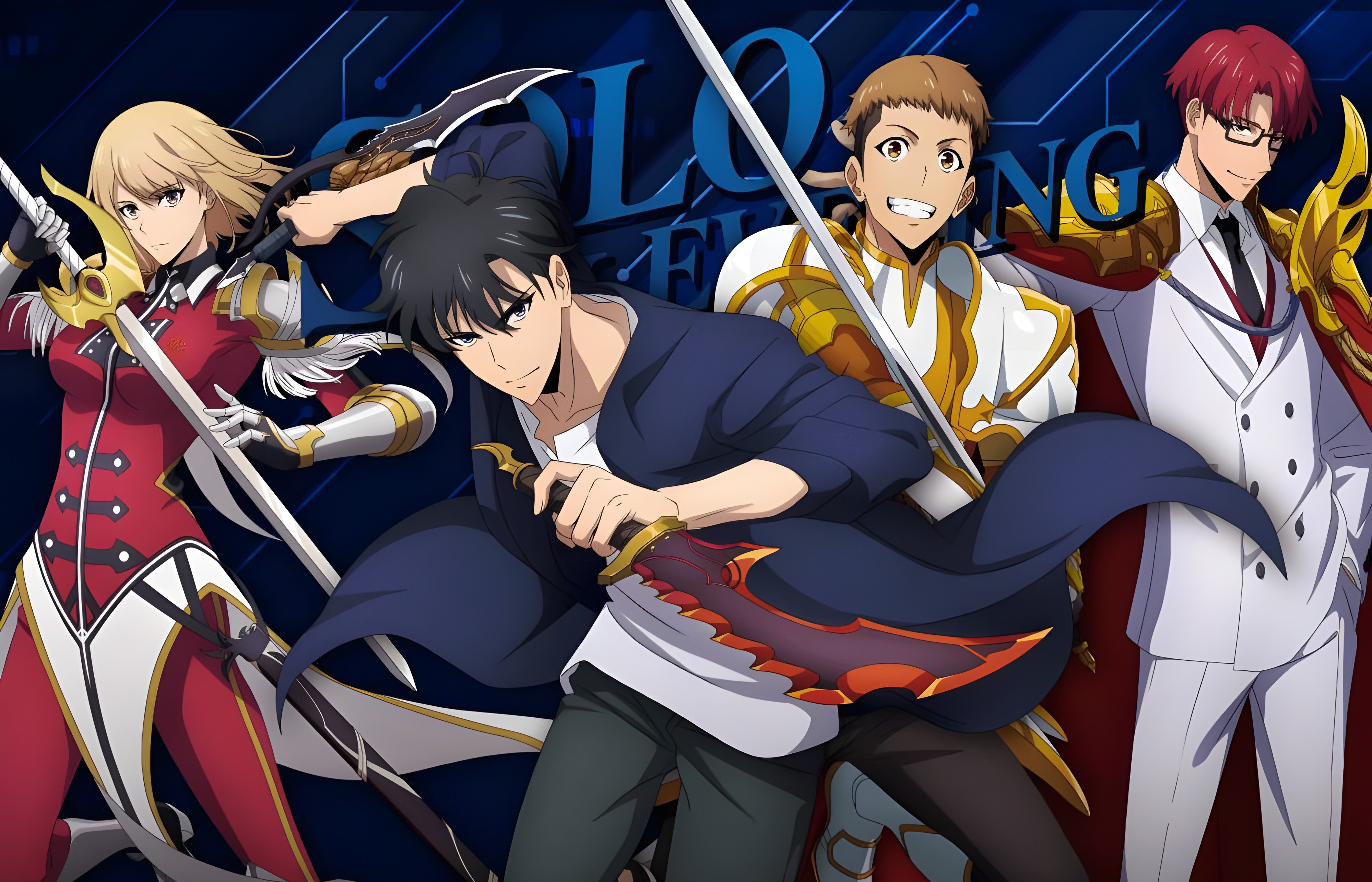 Solo Leveling, Charakter-Poster, Sung Jinwoo, Yoo Jin-ho, Choi Jong-in, Anime-Poster