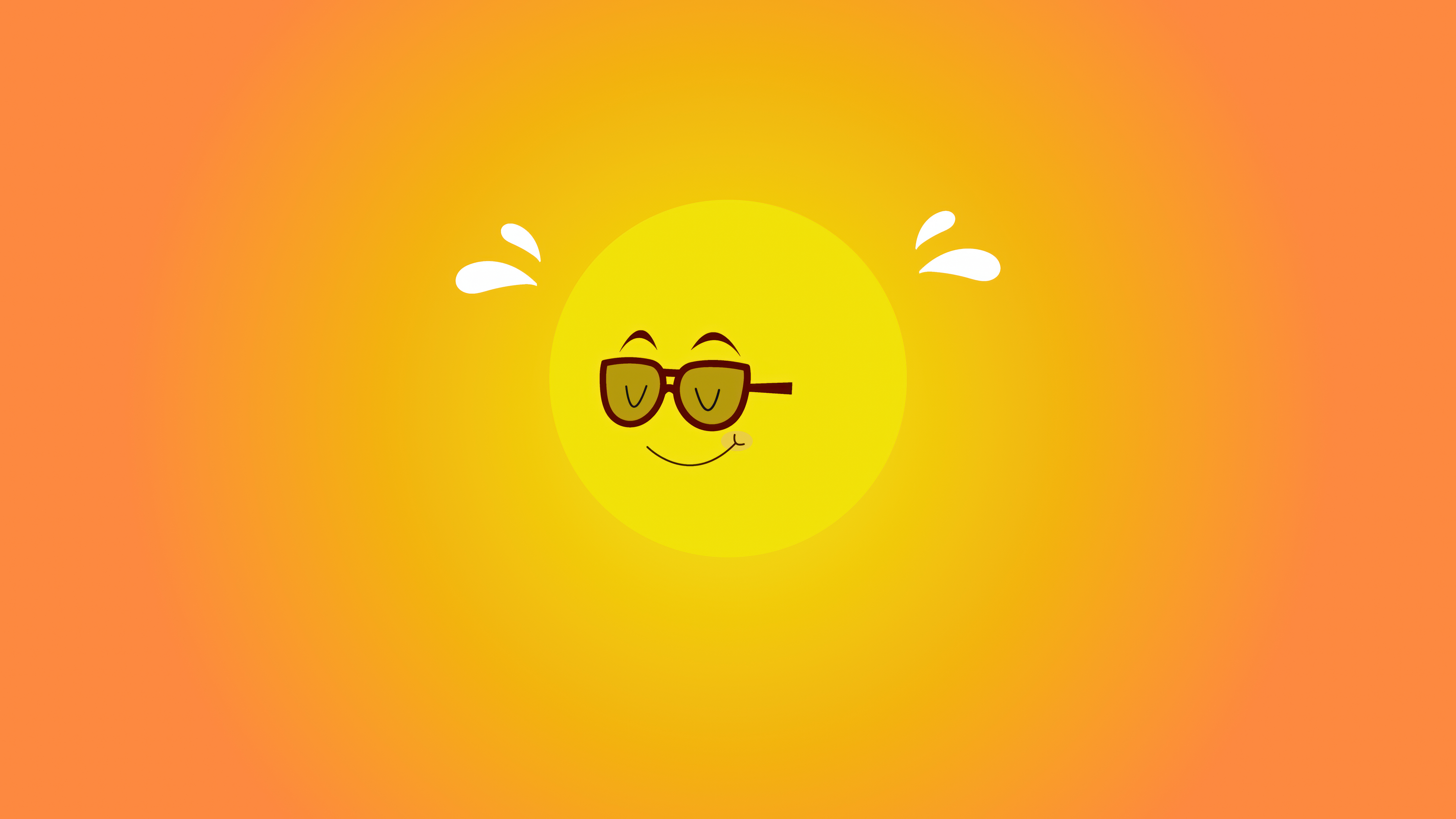 Sommer, Sonne, Niedlicher Cartoon, Sonnenbrille, Fröhlich, Orange Ästhetik, 5K, Minimalistisch
