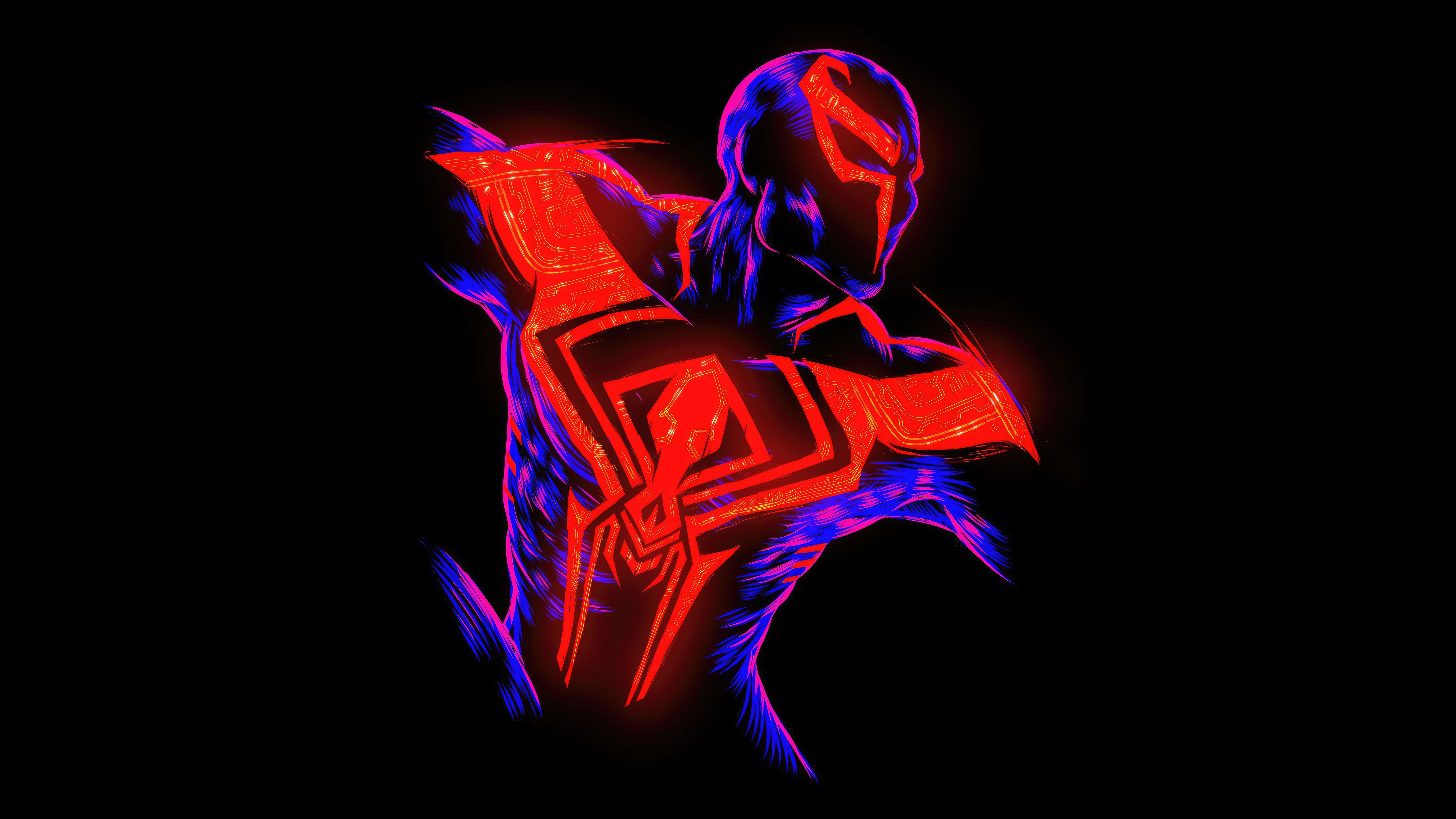 Spider-Man 2099, 8K, AMOLED, 5K, Schwarzer Hintergrund, Leuchtend