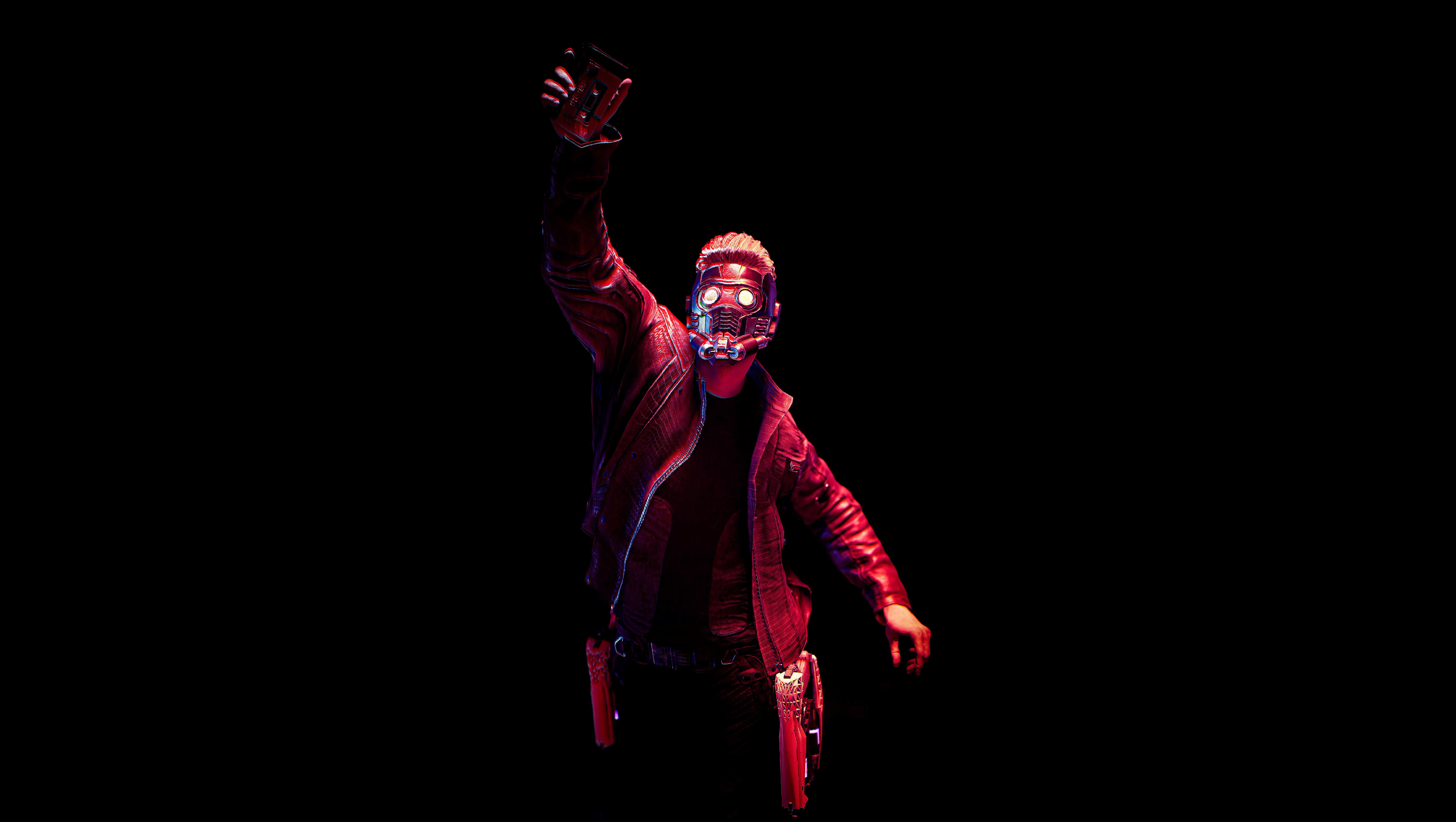Star-Lord, AMOLED, Guardians of the Galaxy, Marvel-Superhelden, schwarzer Hintergrund, 5K