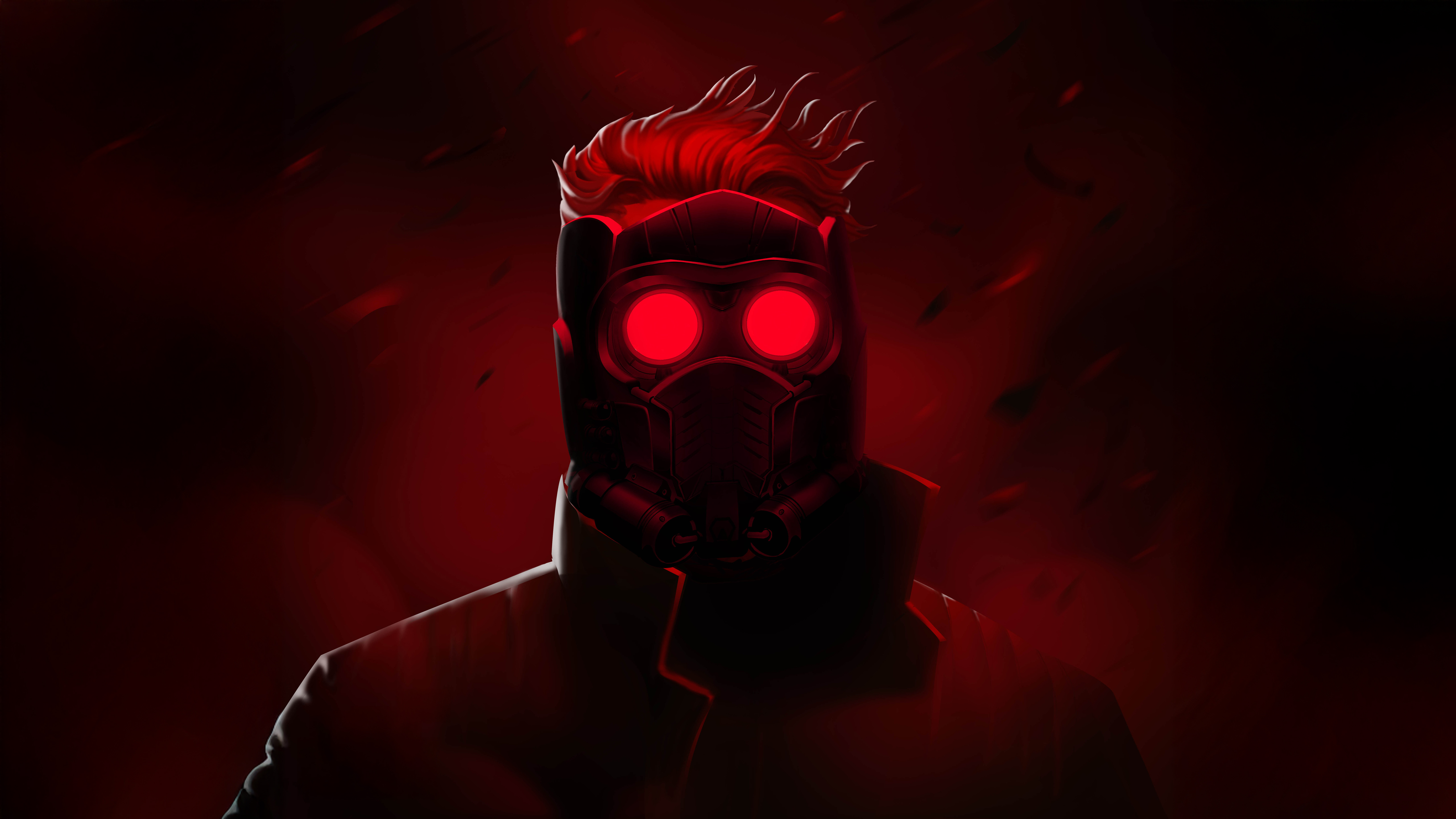 Star-Lord, Rote Ästhetik, Roter Hintergrund, Marvel-Superhelden, 5K