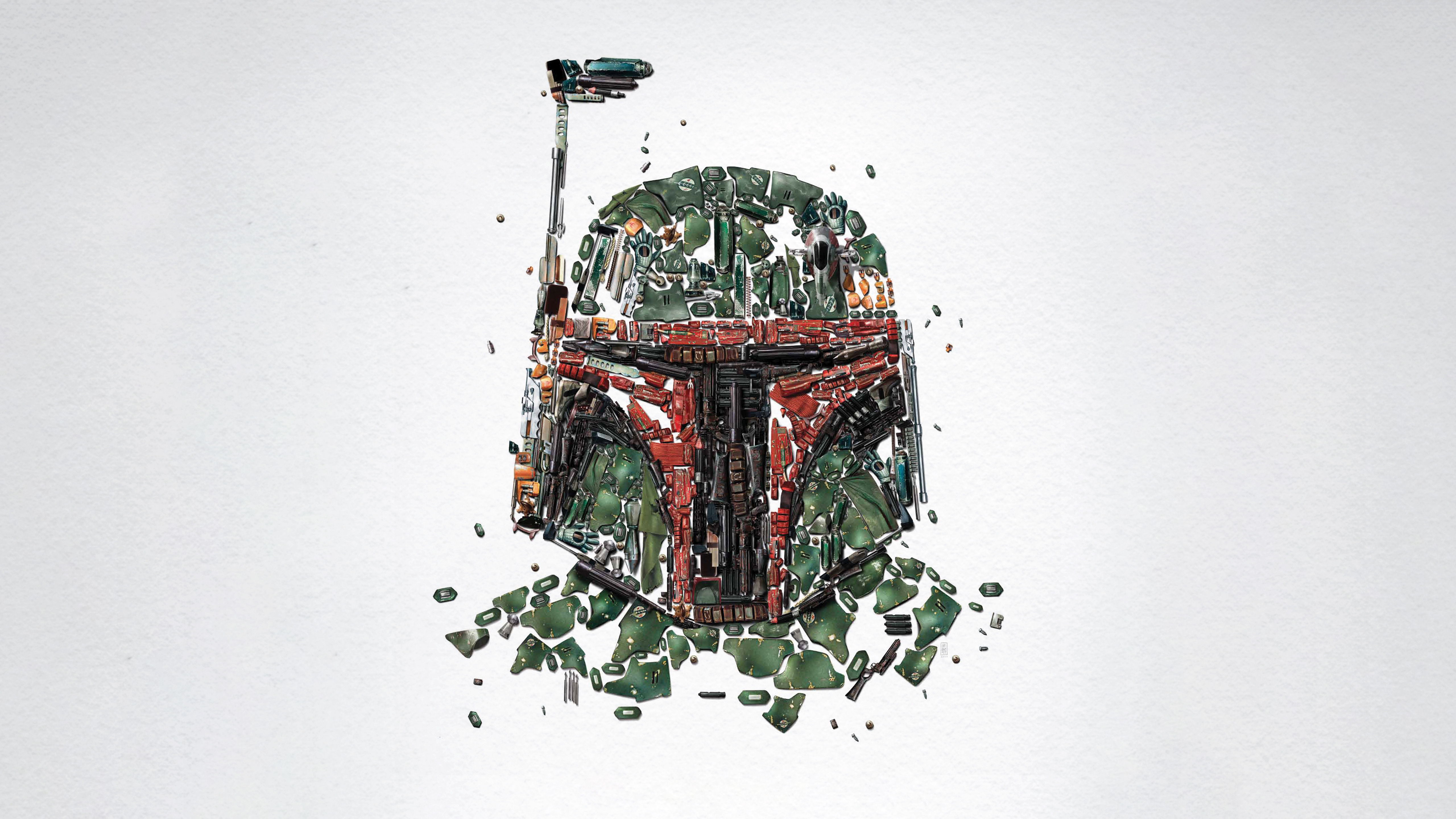 Star Wars, Boba Fett, Kopfgeldjäger, The Mandalorian, Illustration, weißer Hintergrund, 5K