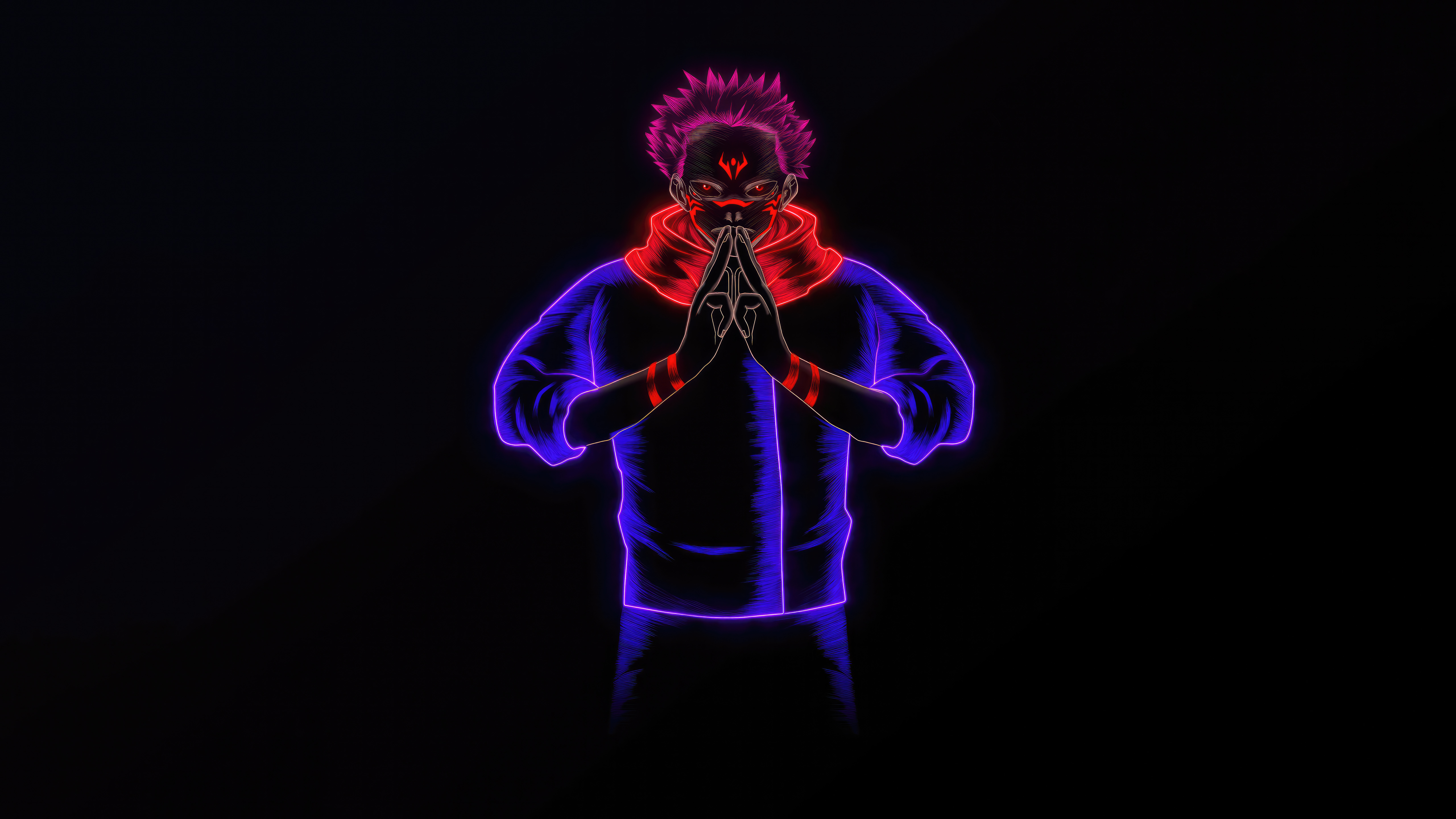 Sukuna, AMOLED, 5K, Schwarzer Hintergrund, Jujutsu Kaisen