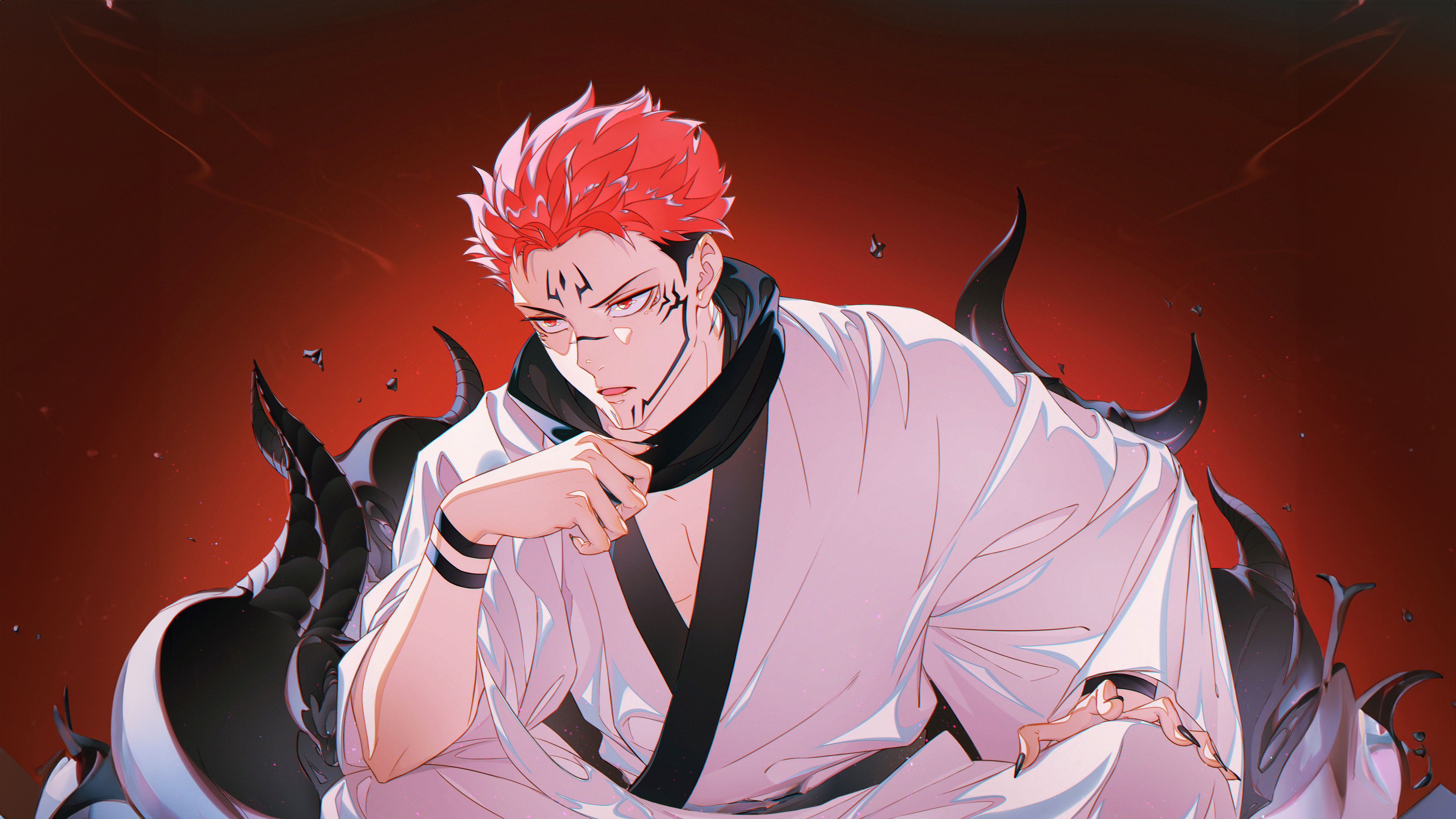 Sukuna, Oranger Hintergrund, Jujutsu Kaisen, 5K